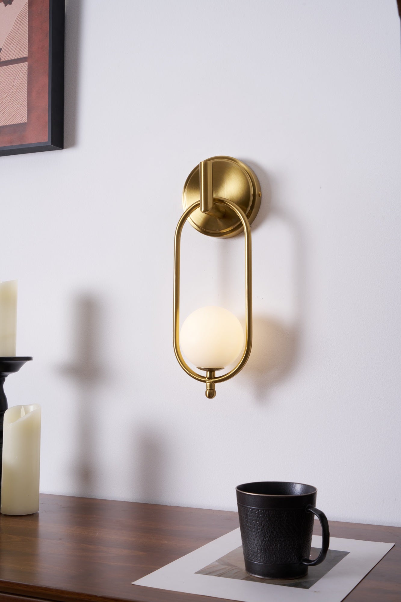 Cumirisra Modern Minimalist Brass Glass Wall Light