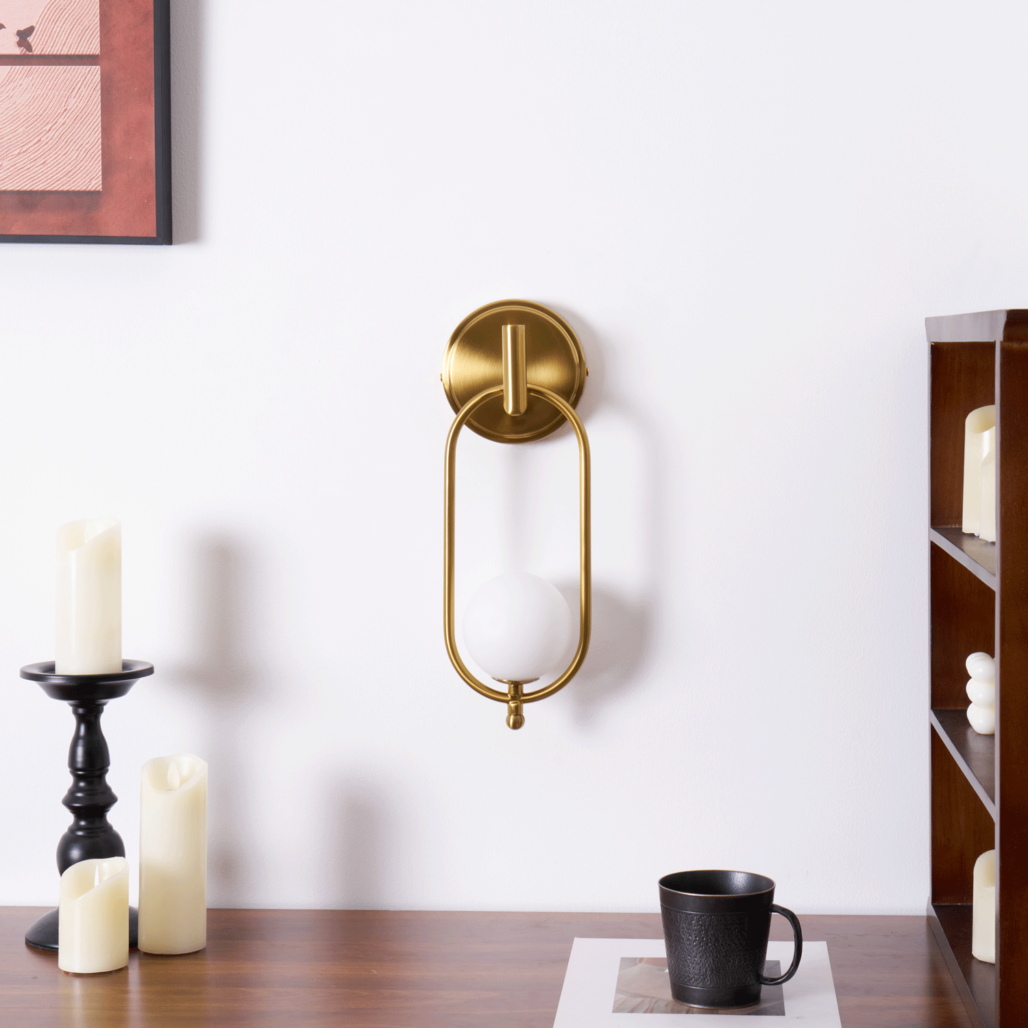 Cumirisra Modern Minimalist Brass Glass Wall Light