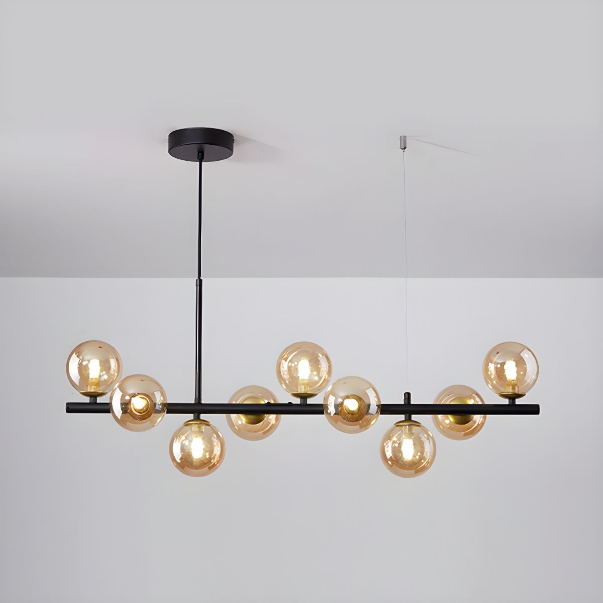 Lioroora Chandelier Glass Globe Gold 12-Light
