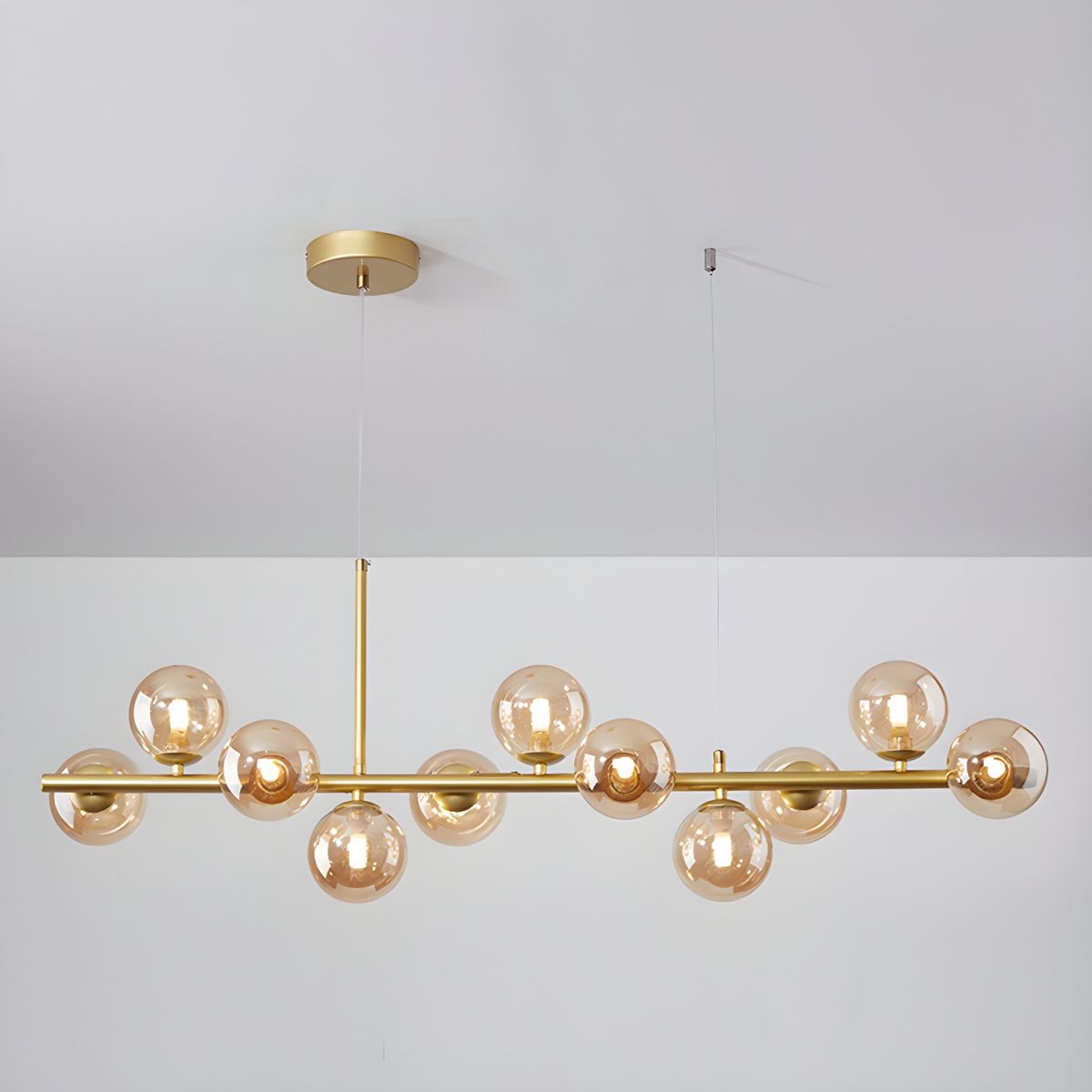 Lioroora Chandelier Glass Globe Gold 12-Light
