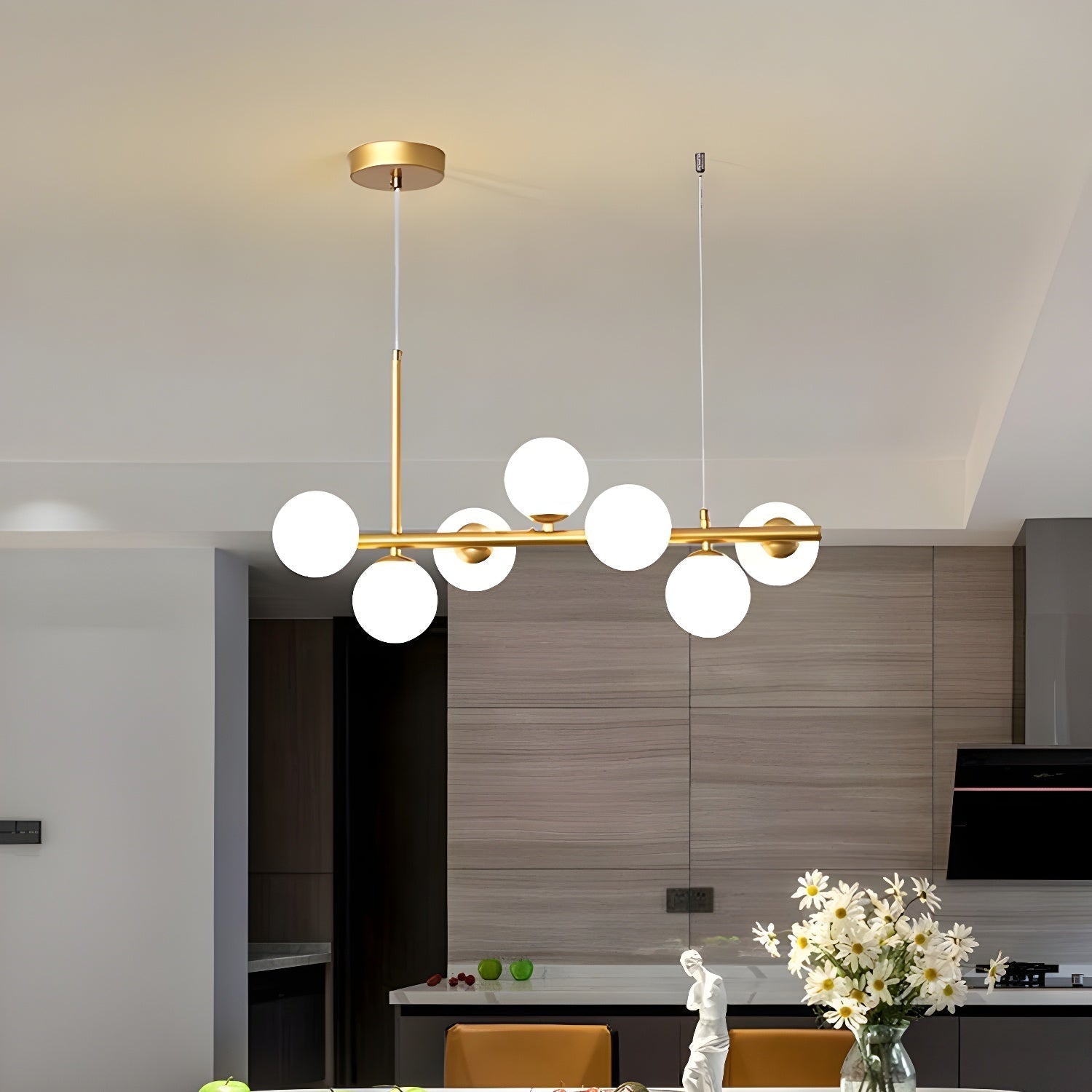 Lioroora Chandelier Glass Globe Gold 12-Light