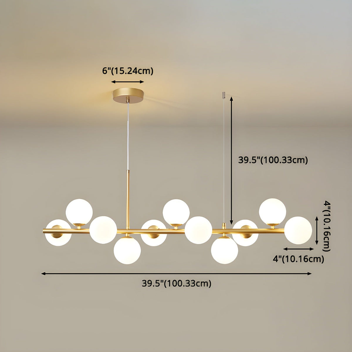 Lioroora Chandelier Glass Globe Gold 12-Light