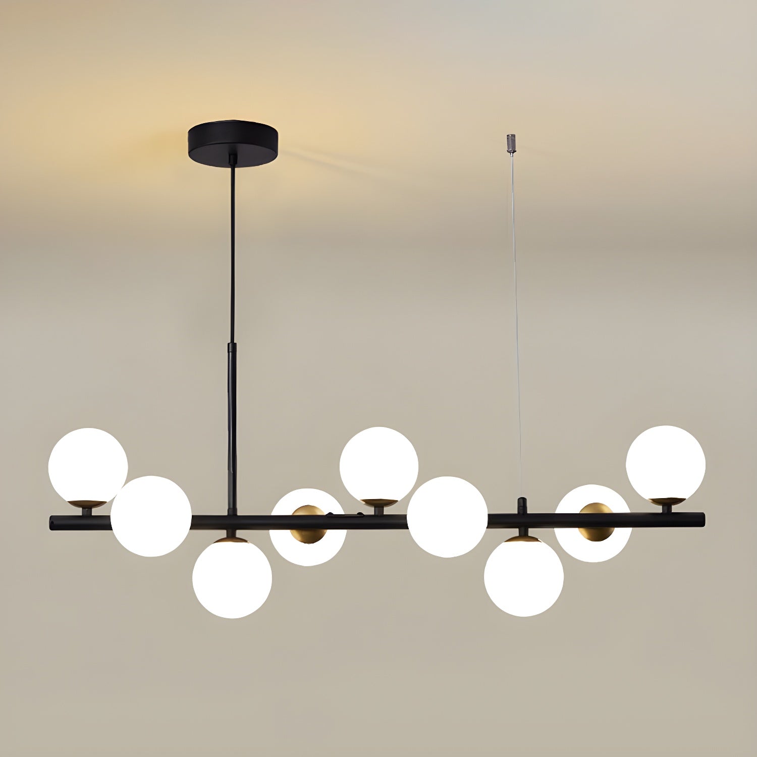 Lioroora Chandelier Glass Globe Gold 12-Light