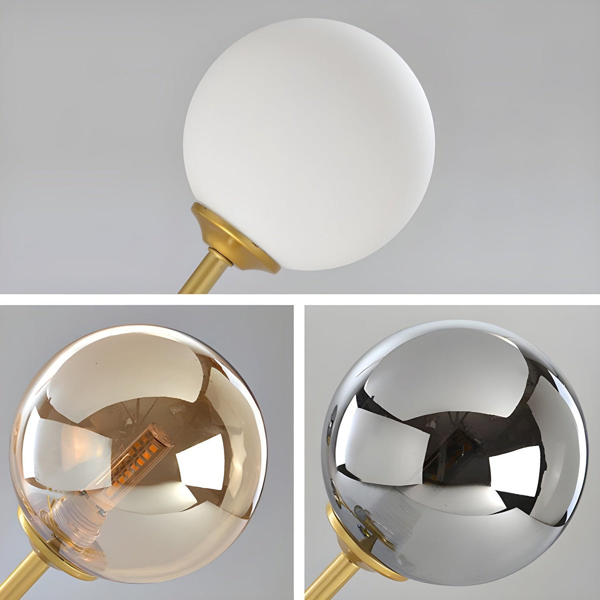 Lioroora Chandelier Glass Globe Gold 12-Light