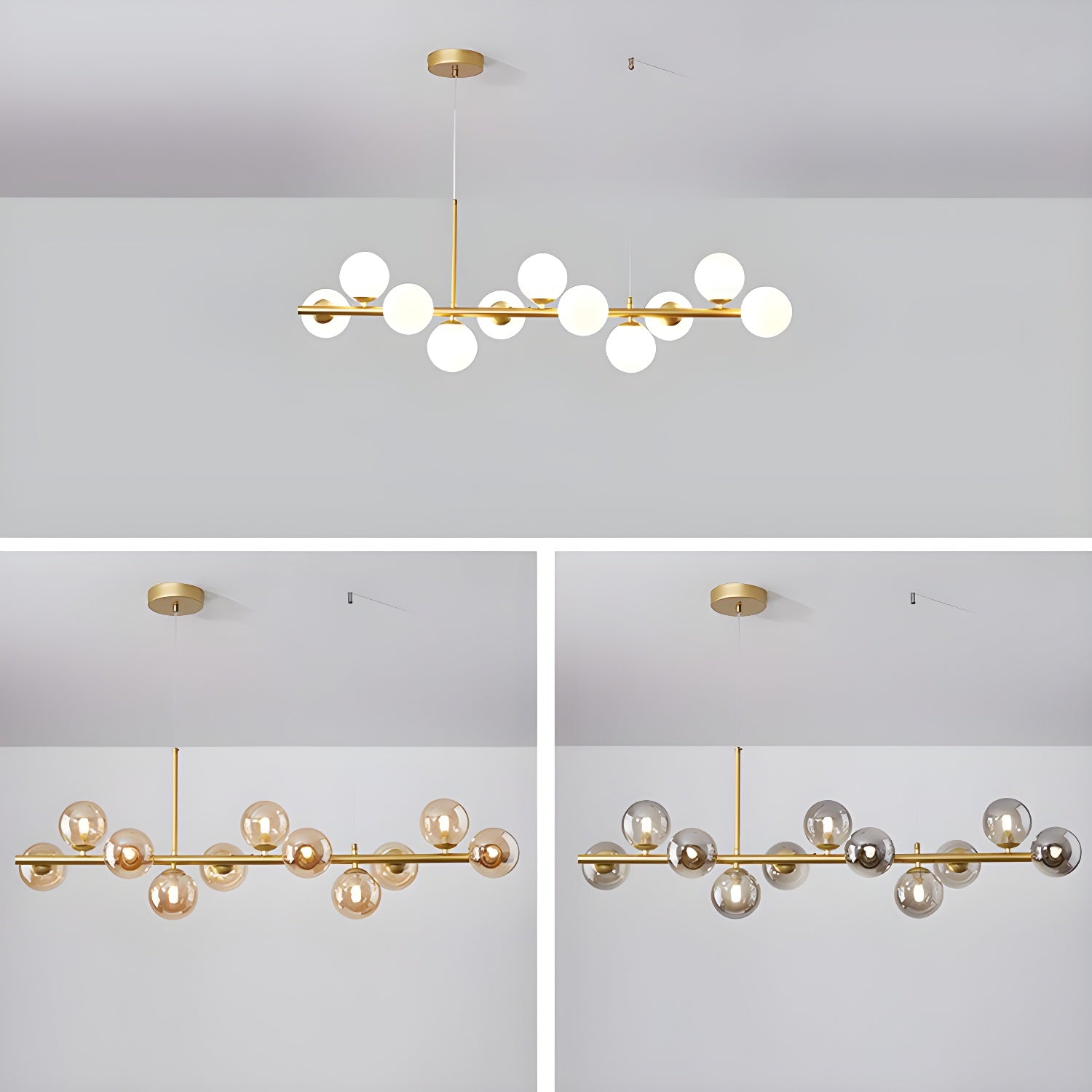 Lioroora Chandelier Glass Globe Gold 12-Light