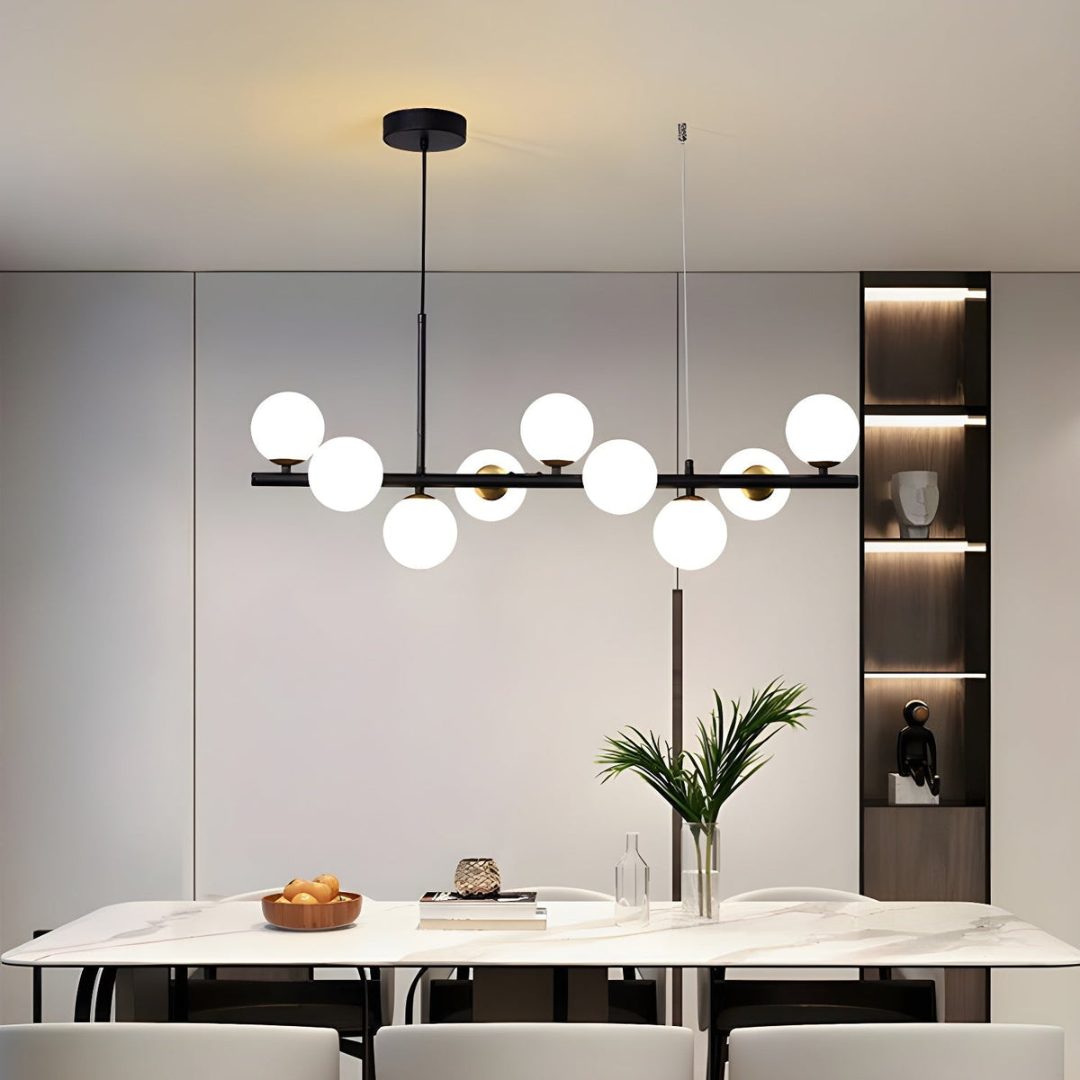 Lioroora Chandelier Glass Globe Gold 12-Light