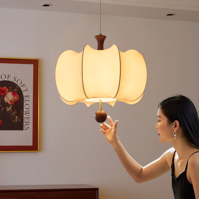 Elvelise Fabric Wood Pendant Light