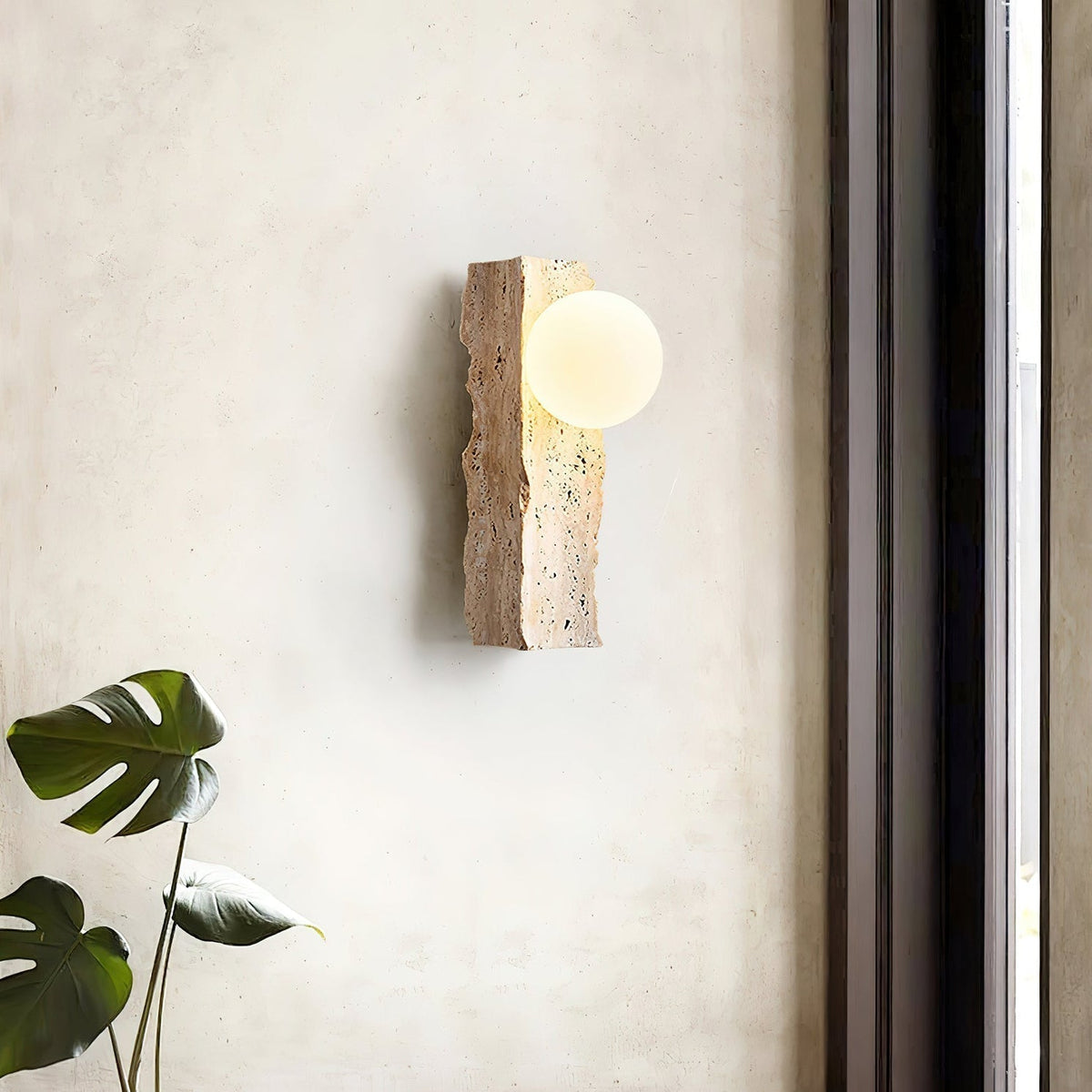 Tavivelia Glass Travertine Wall Lamp