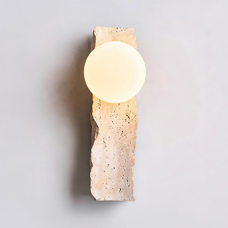 Tavivelia Glass Travertine Wall Lamp