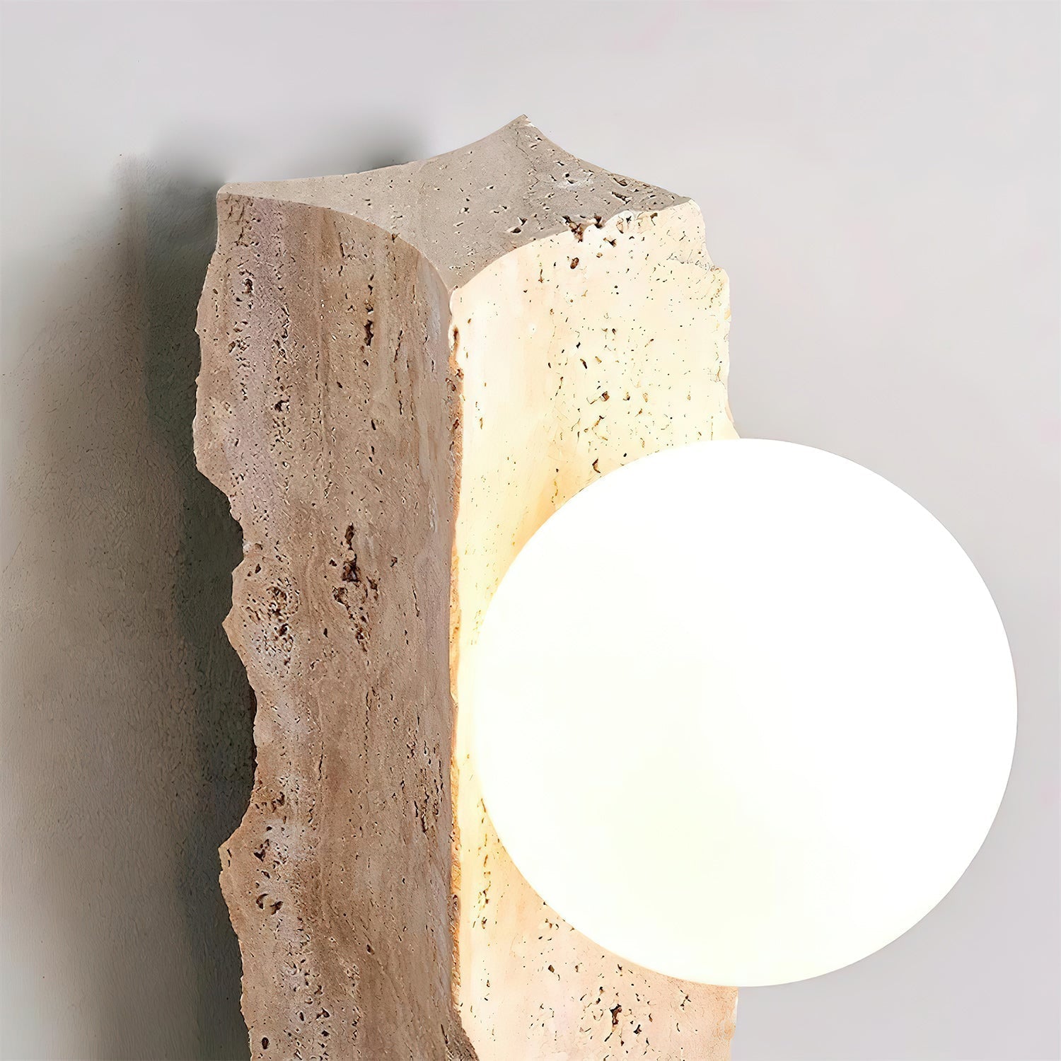 Tavivelia Glass Travertine Wall Lamp