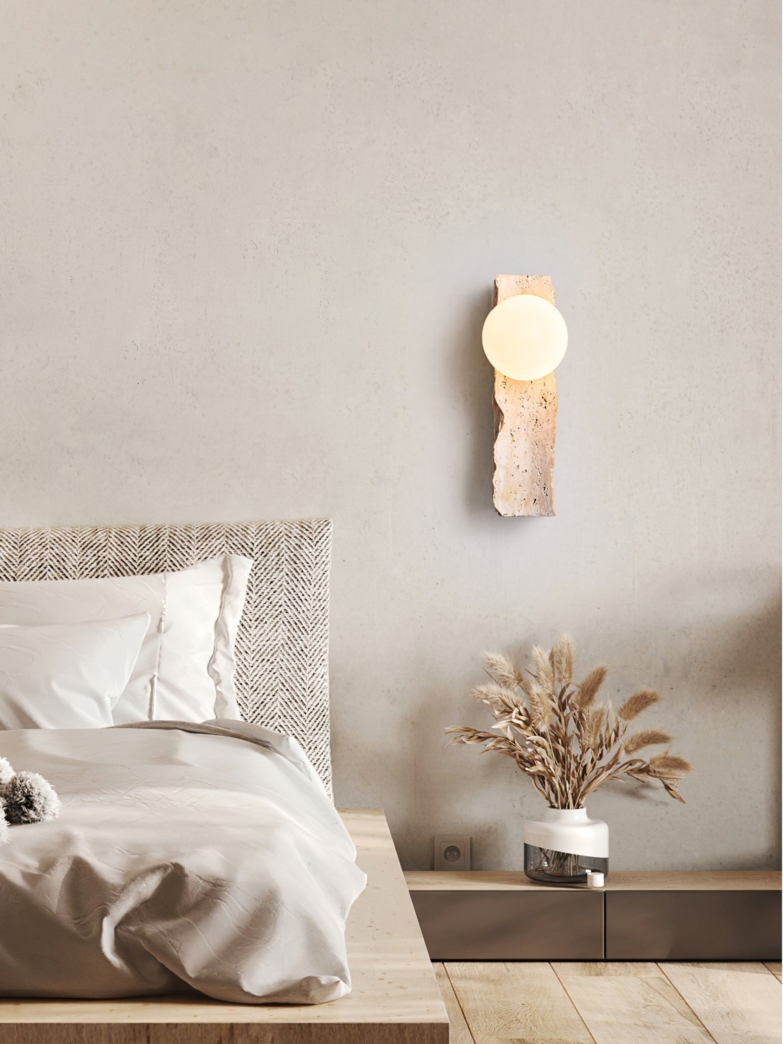 Elnoren Organic Travertine Wall Light - Neutral Decor