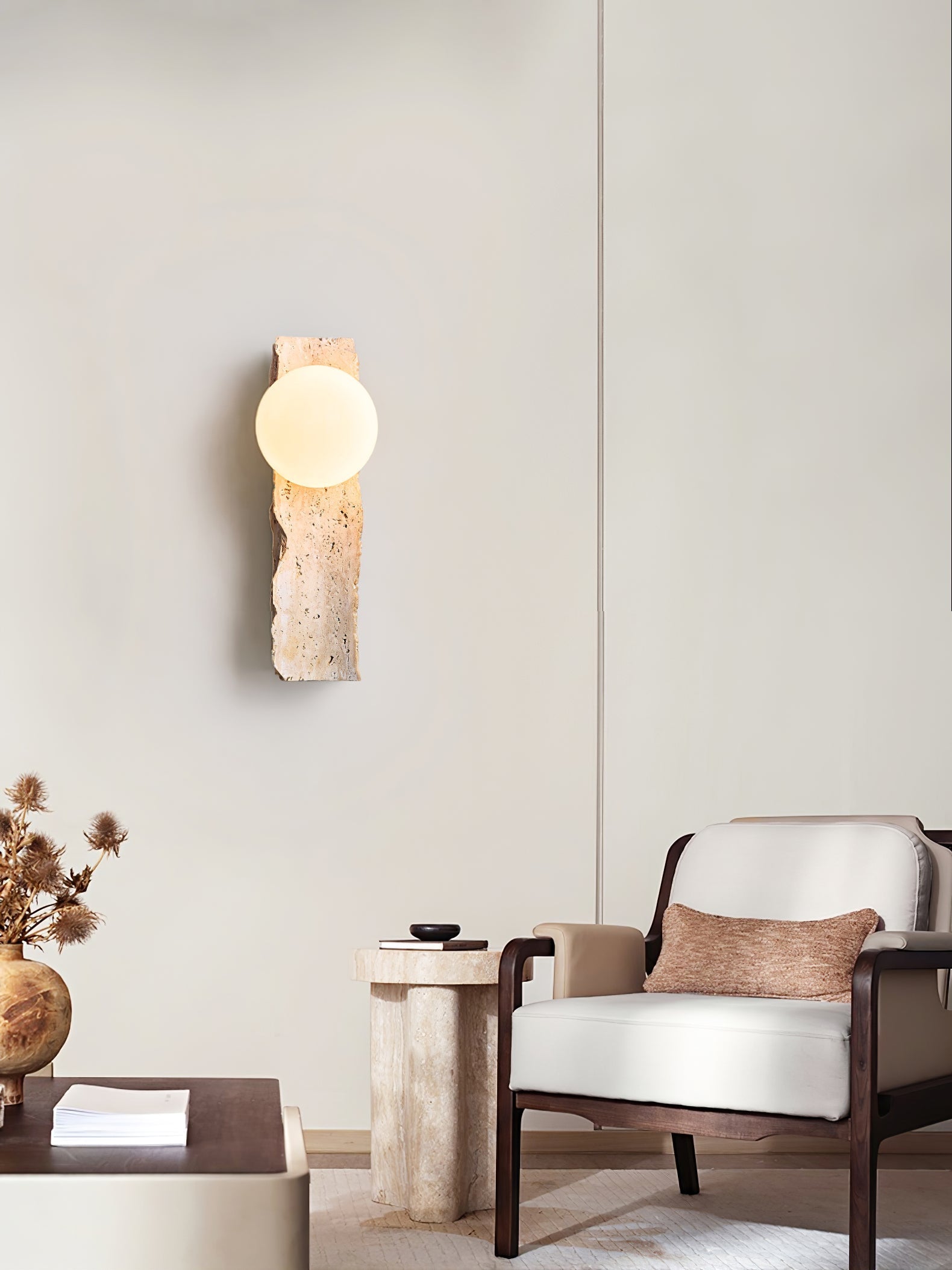 Elnoren Organic Travertine Wall Light - Neutral Decor