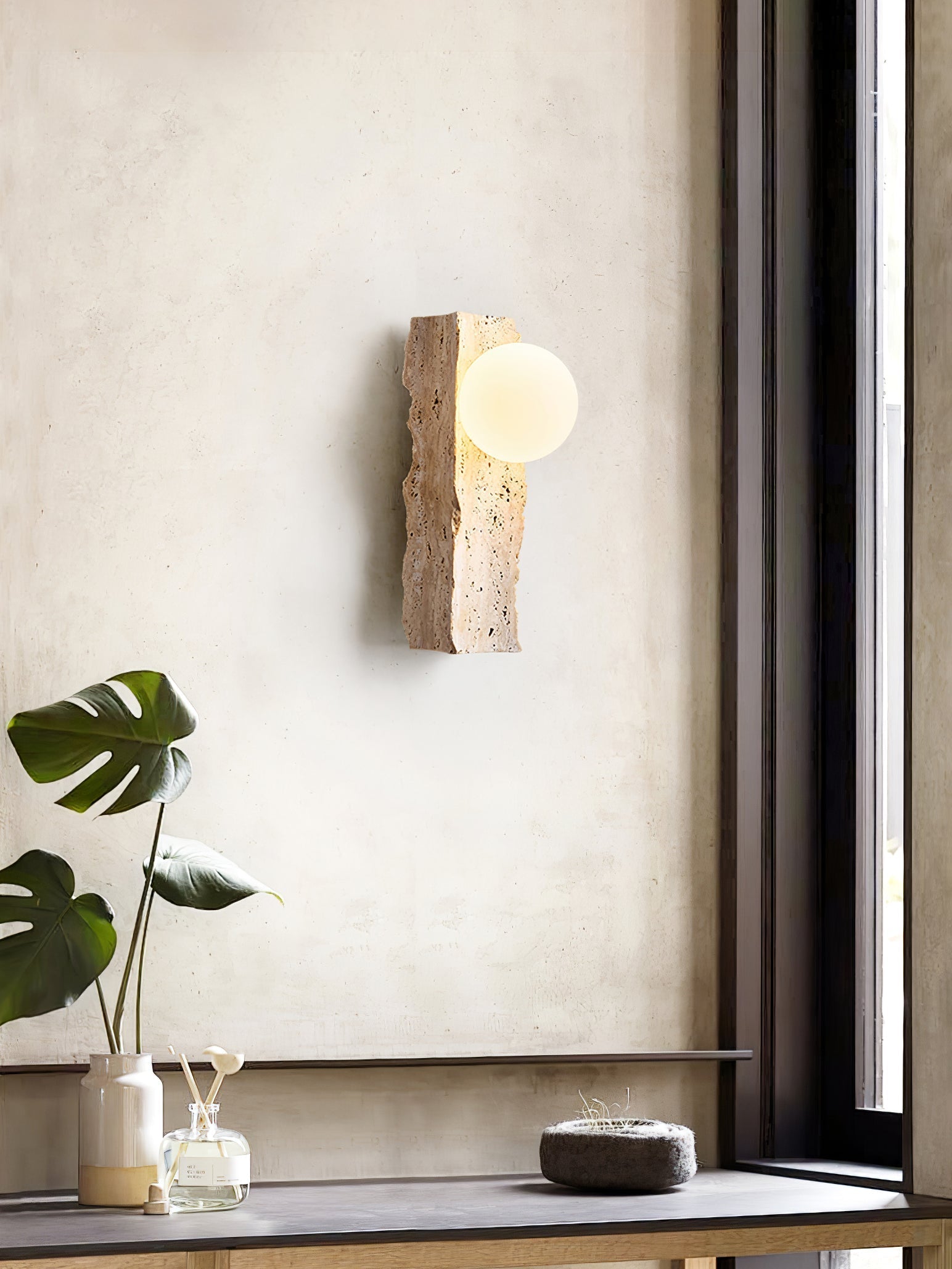Elnoren Organic Travertine Wall Light - Neutral Decor