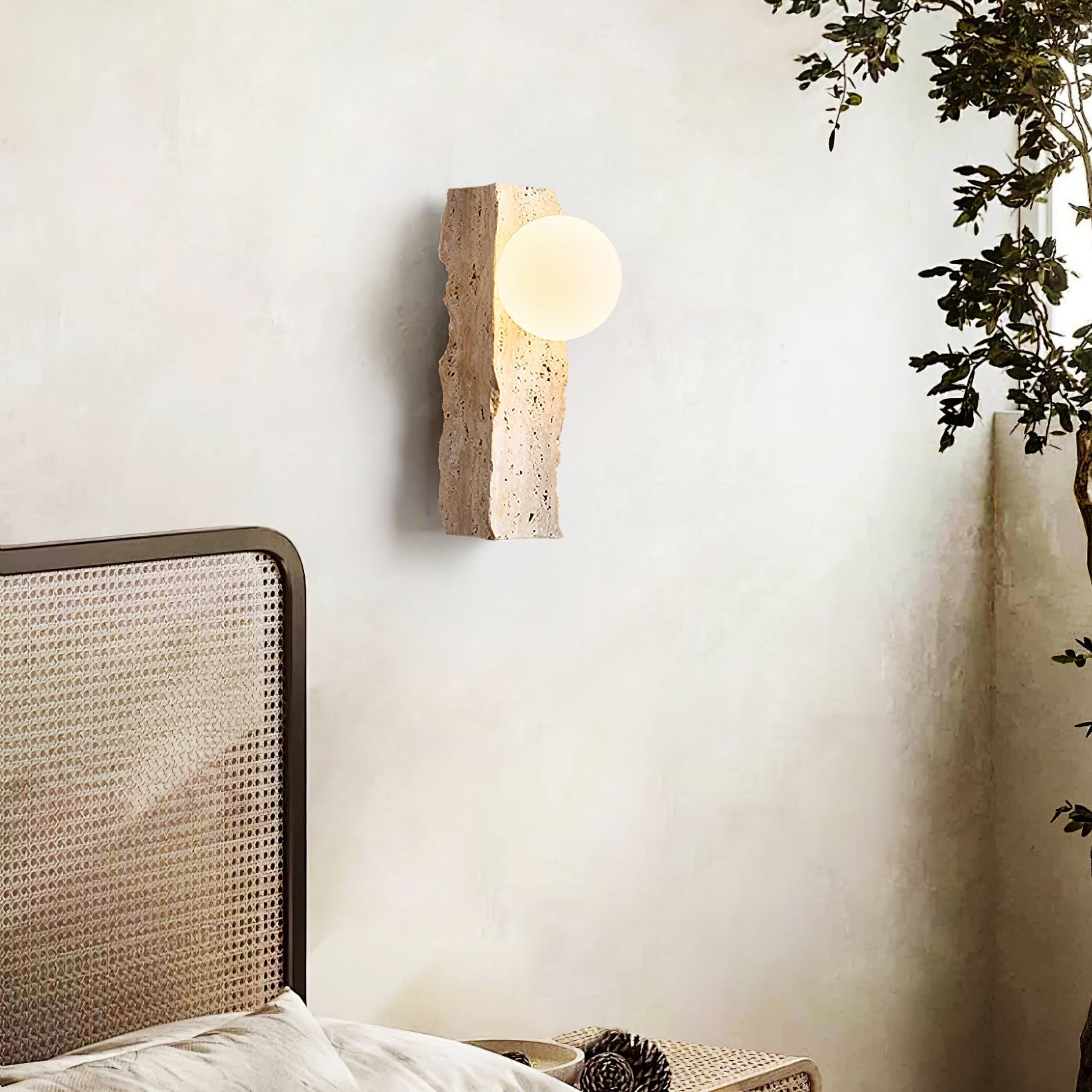 Elnoren Organic Travertine Wall Light - Neutral Decor
