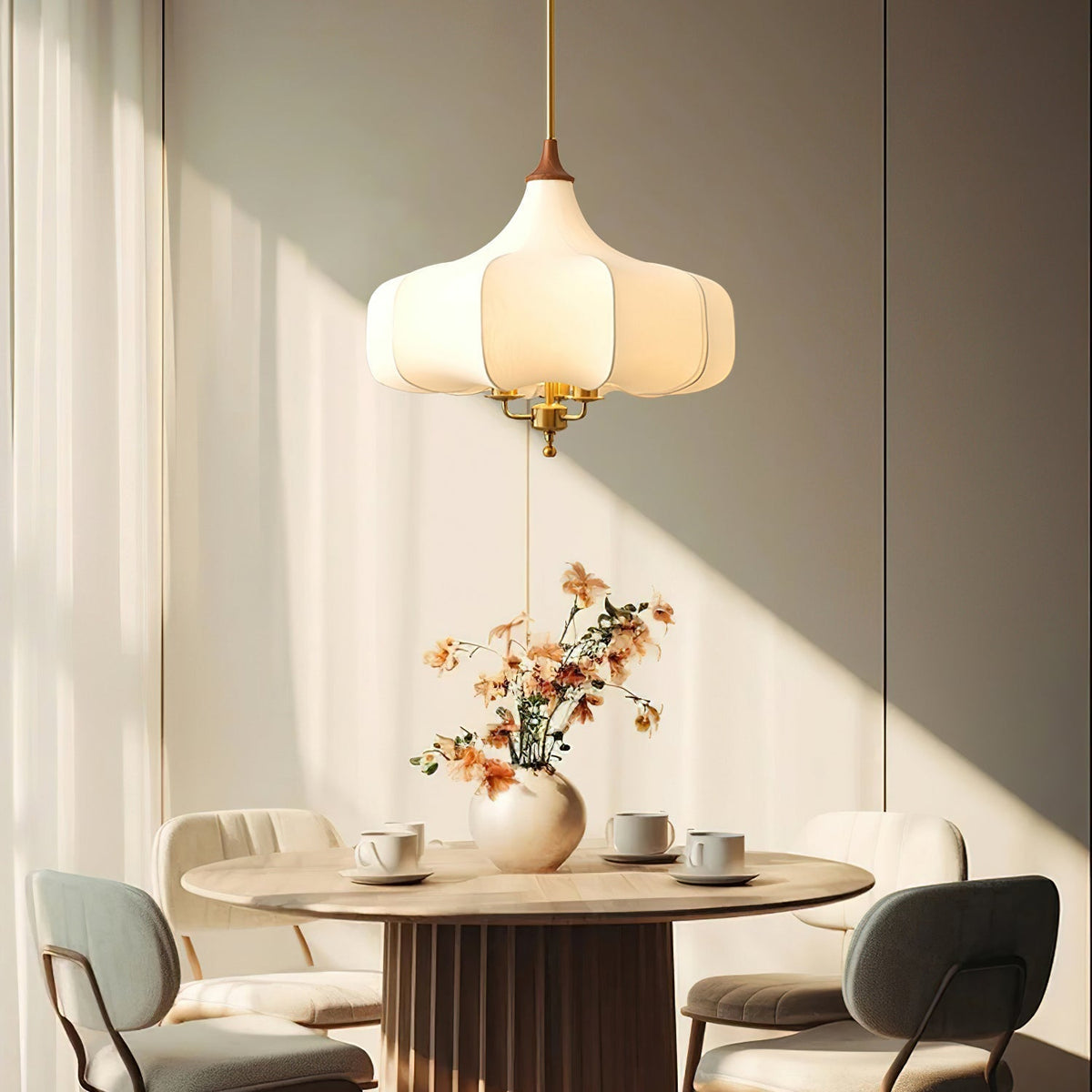 Jorath Fabric & Wood Pendant Light