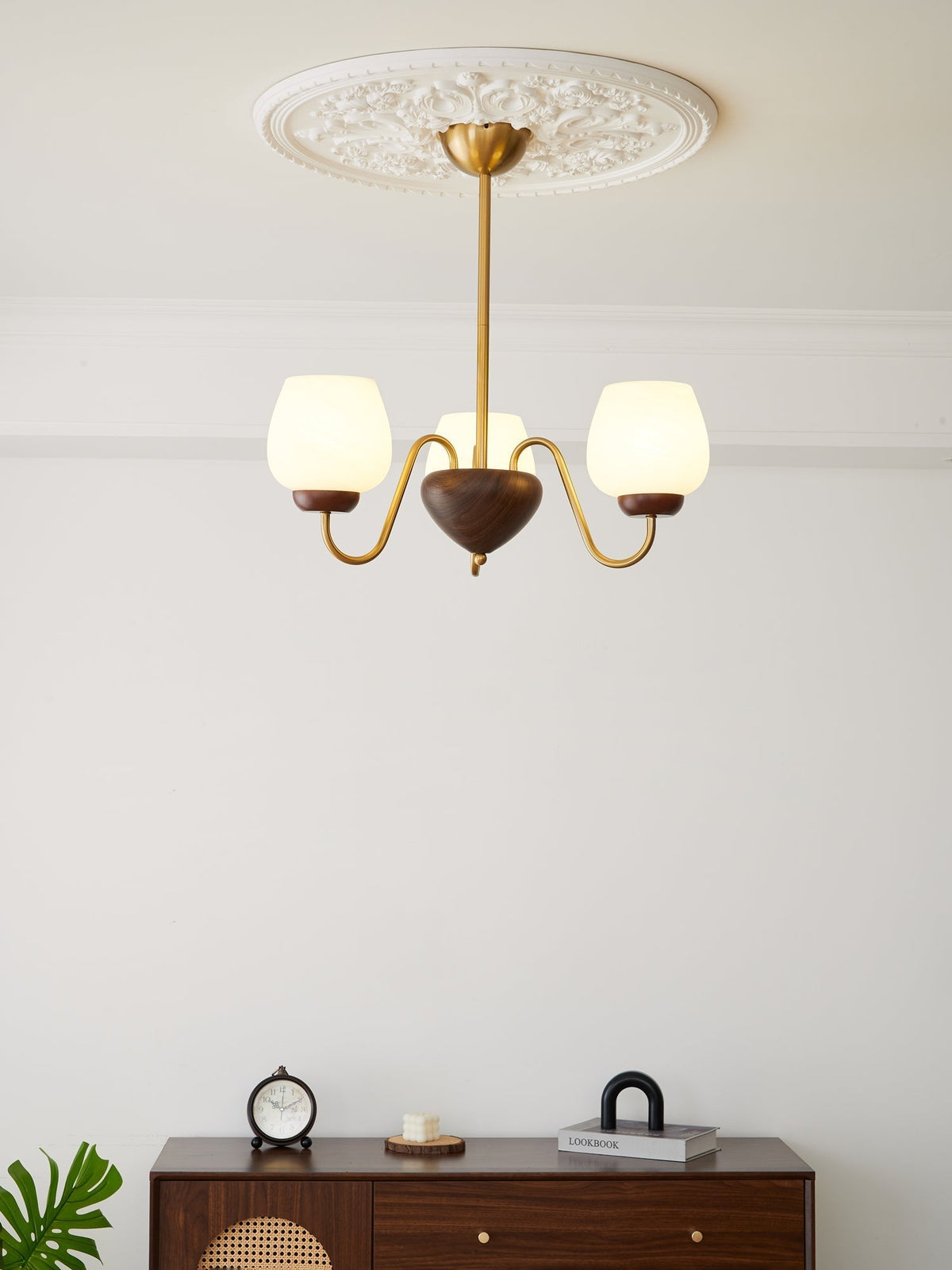 Sytheiel Premium	Elegance Wood Glass Chandelier