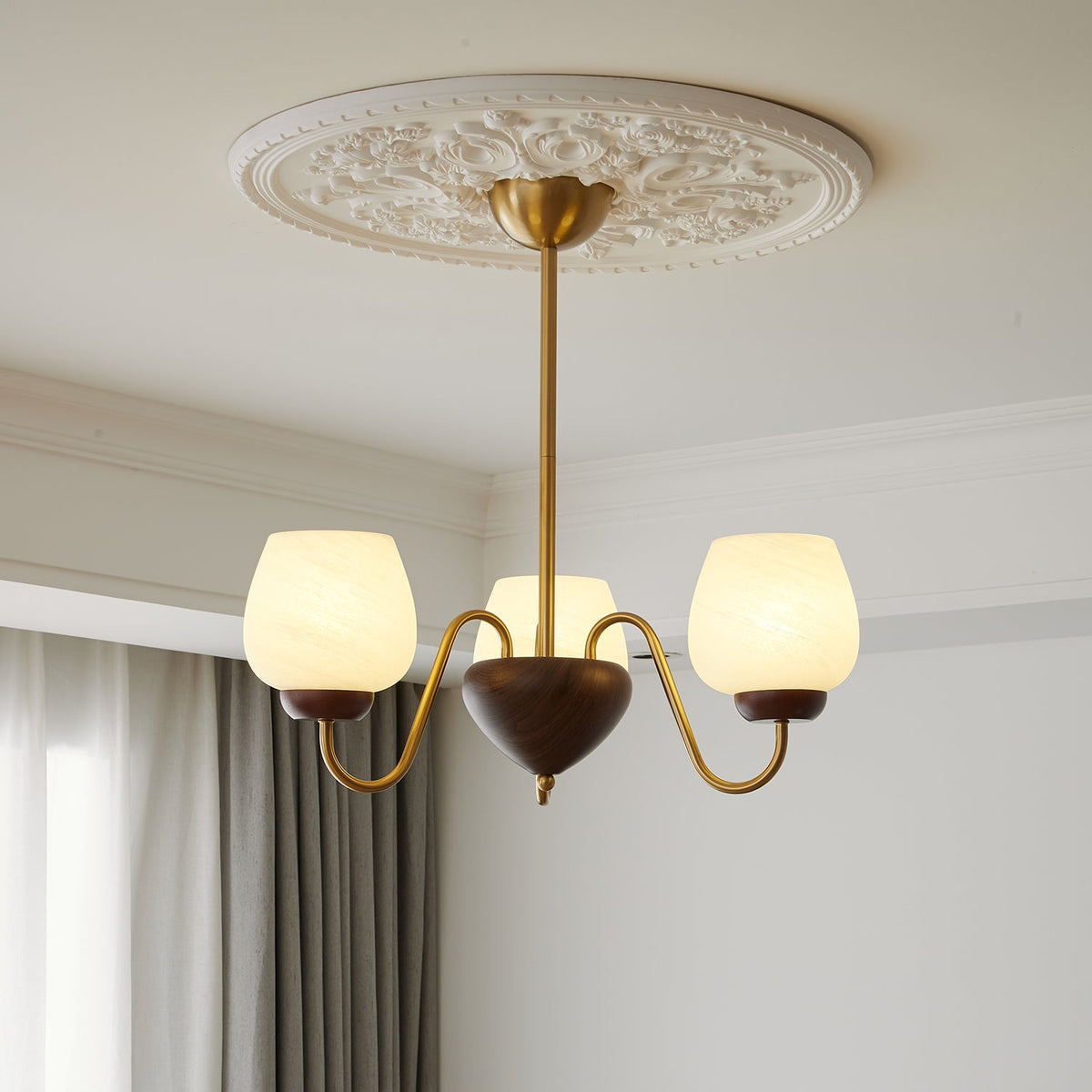 Sytheiel Premium	Elegance Wood Glass Chandelier