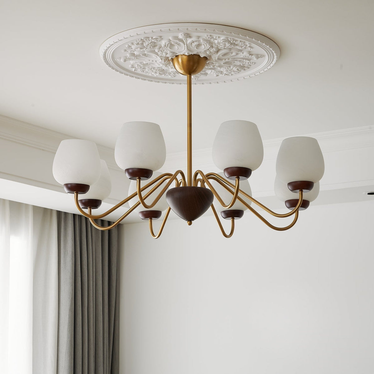 Sytheiel Premium	Elegance Wood Glass Chandelier