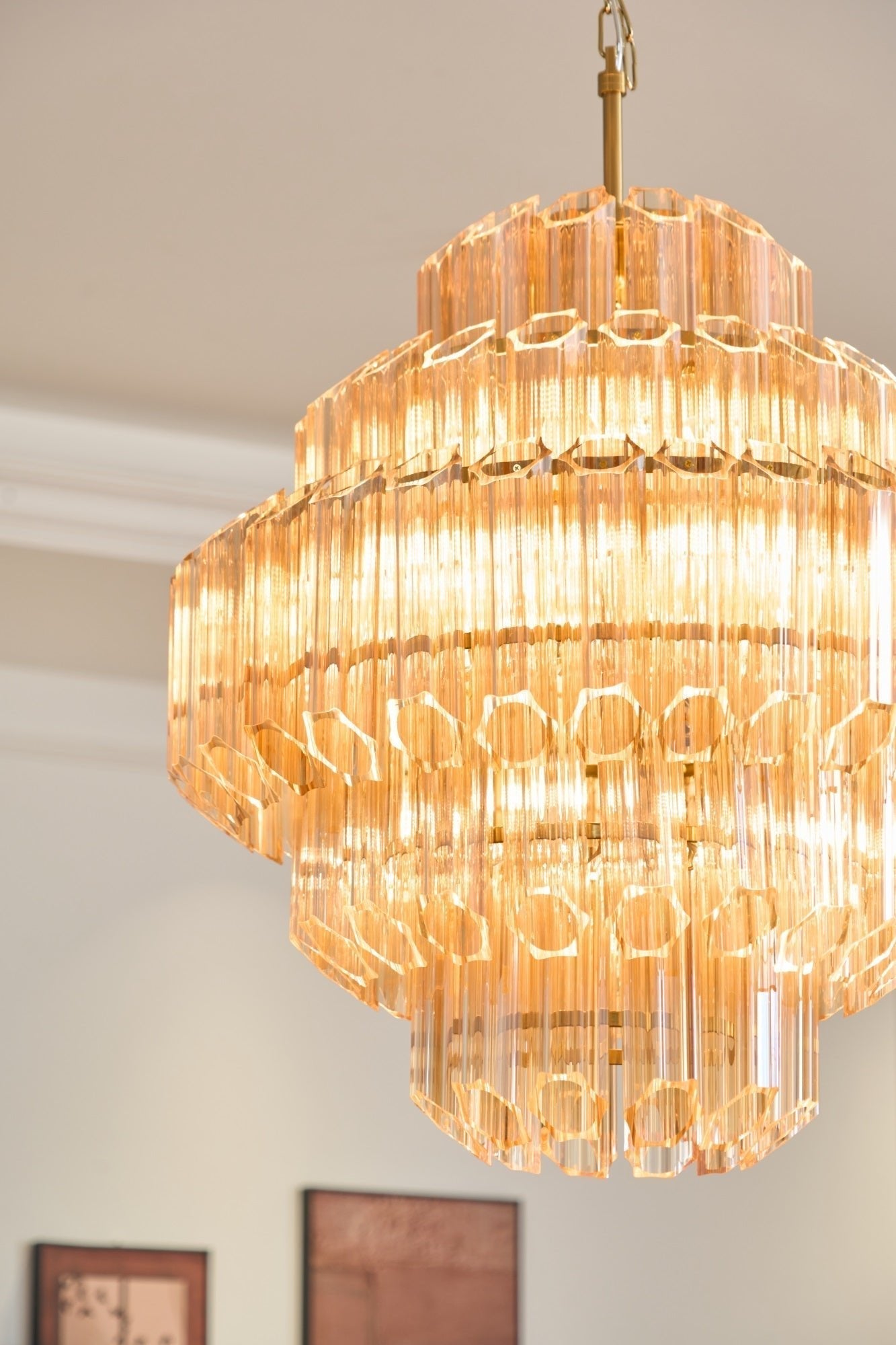 Liorerira Chandelier Aurum Cascade Murano Glass Prism Art
