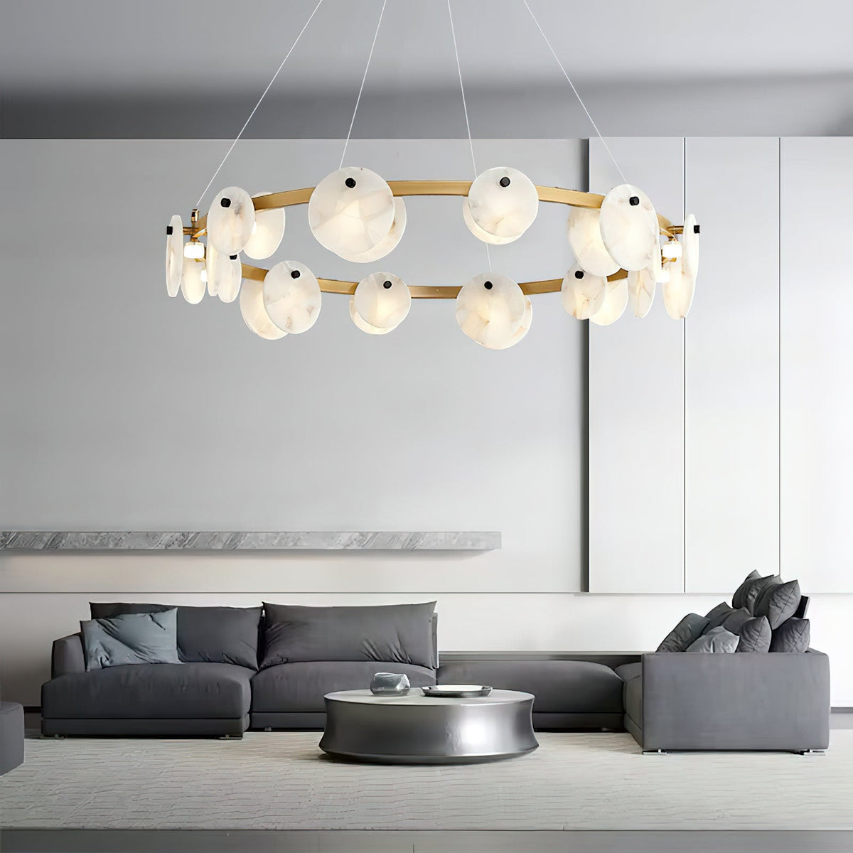 Ostruvys Postmodern Luxury Brass Alabaster Chandelier