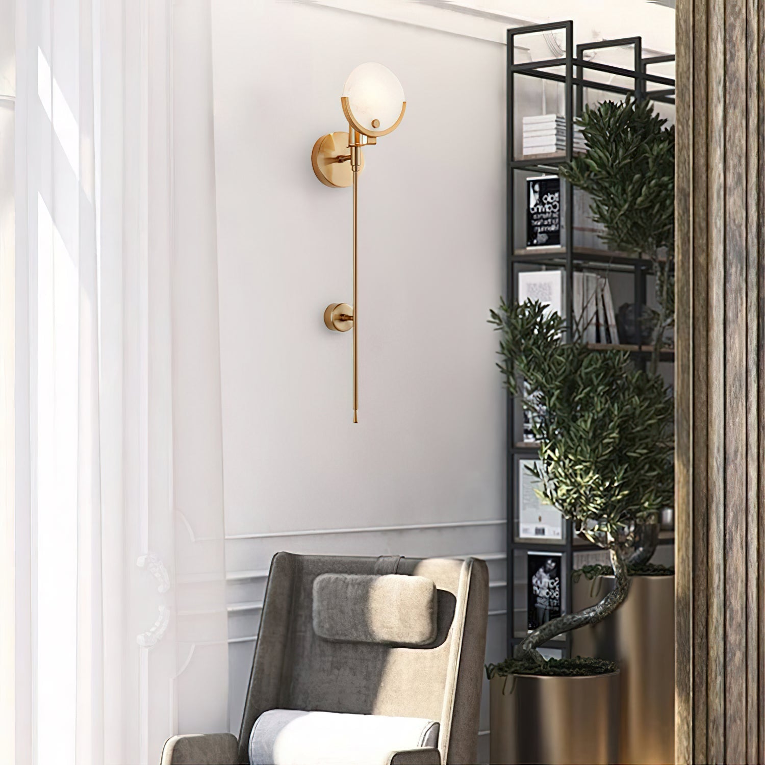 Florian Brass Sconce Alabaster