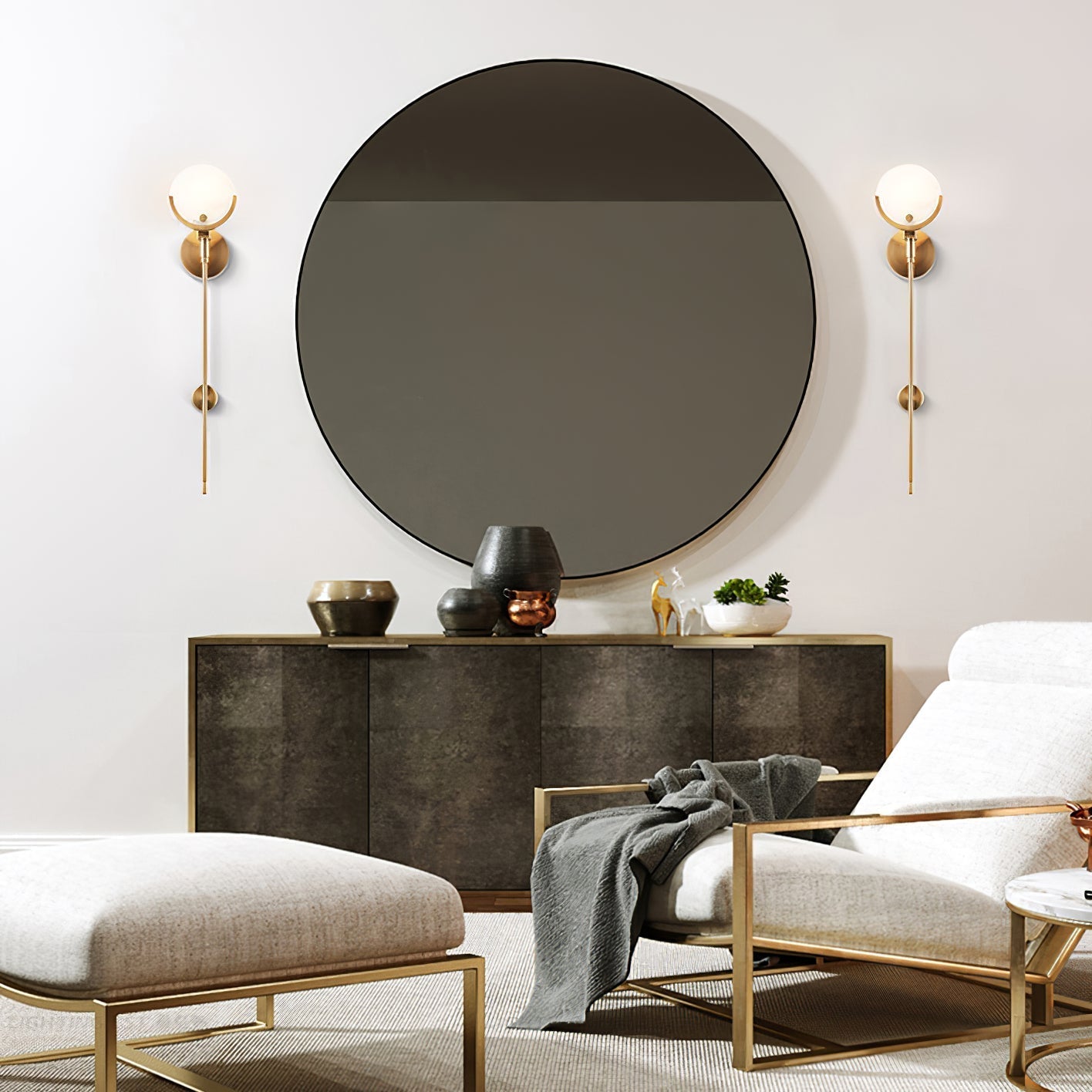 Florian Brass Sconce Alabaster