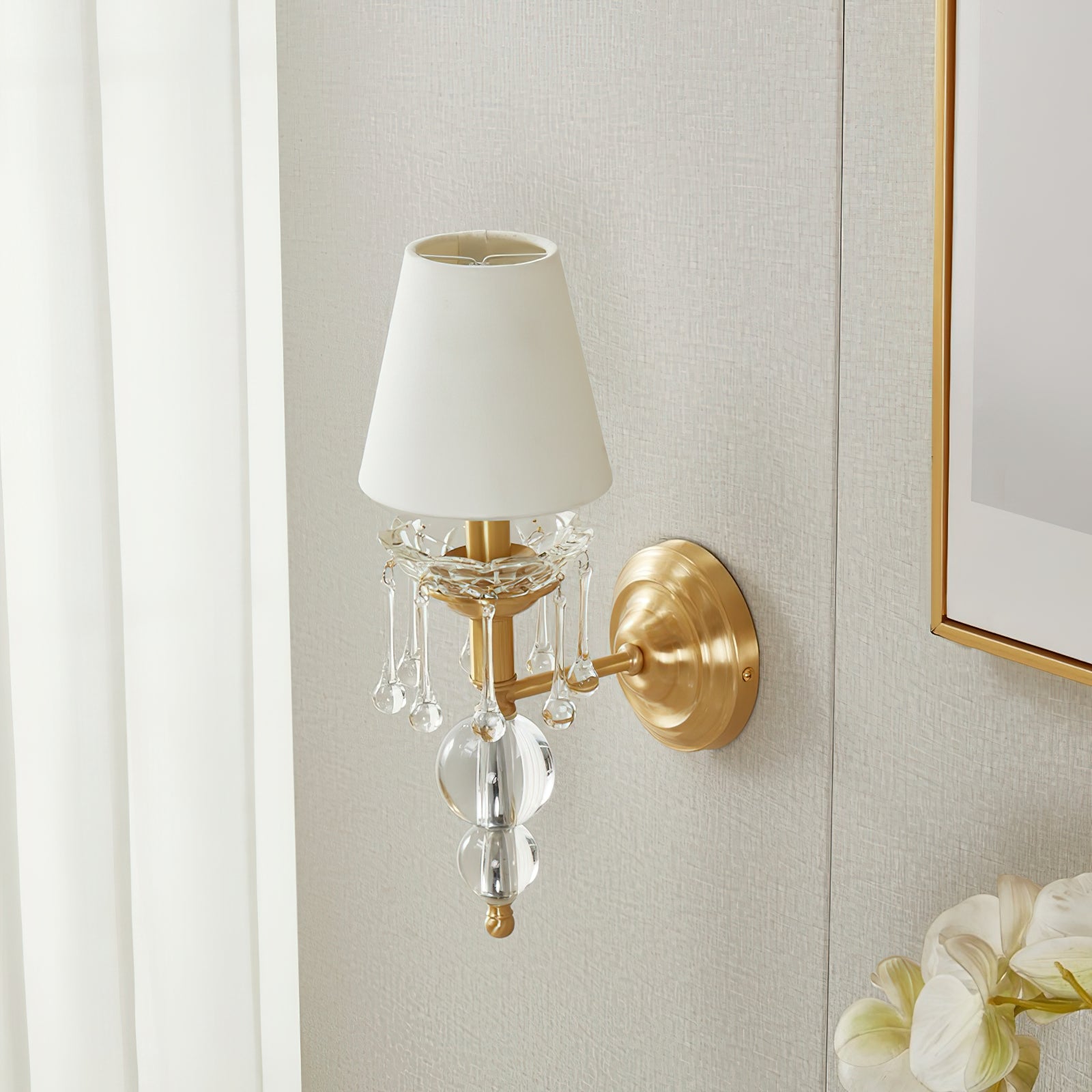 Qvistuvyh Postmodern Luxury Fabric Crystal Wall Lamp