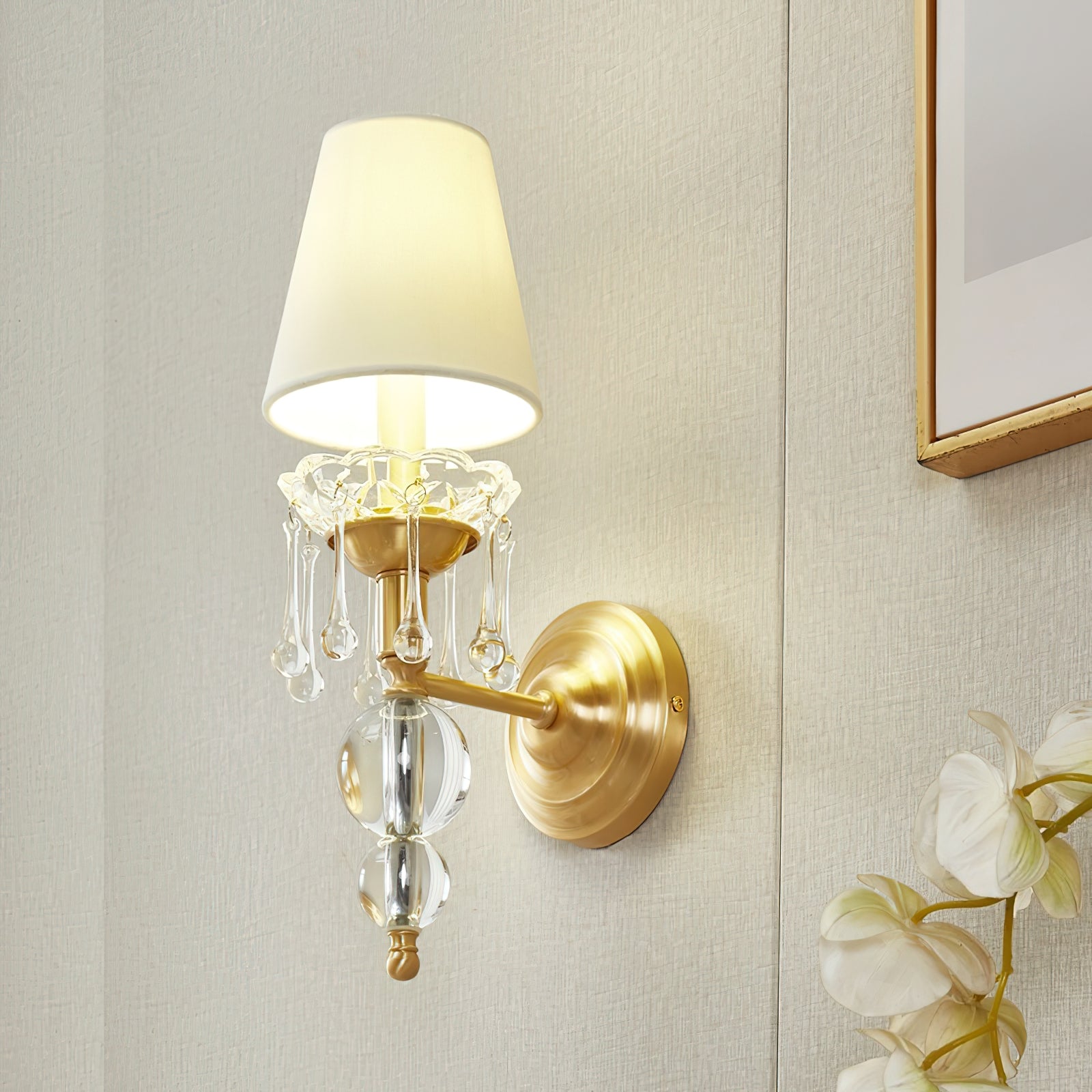 Qvistuvyh Postmodern Luxury Fabric Crystal Wall Lamp