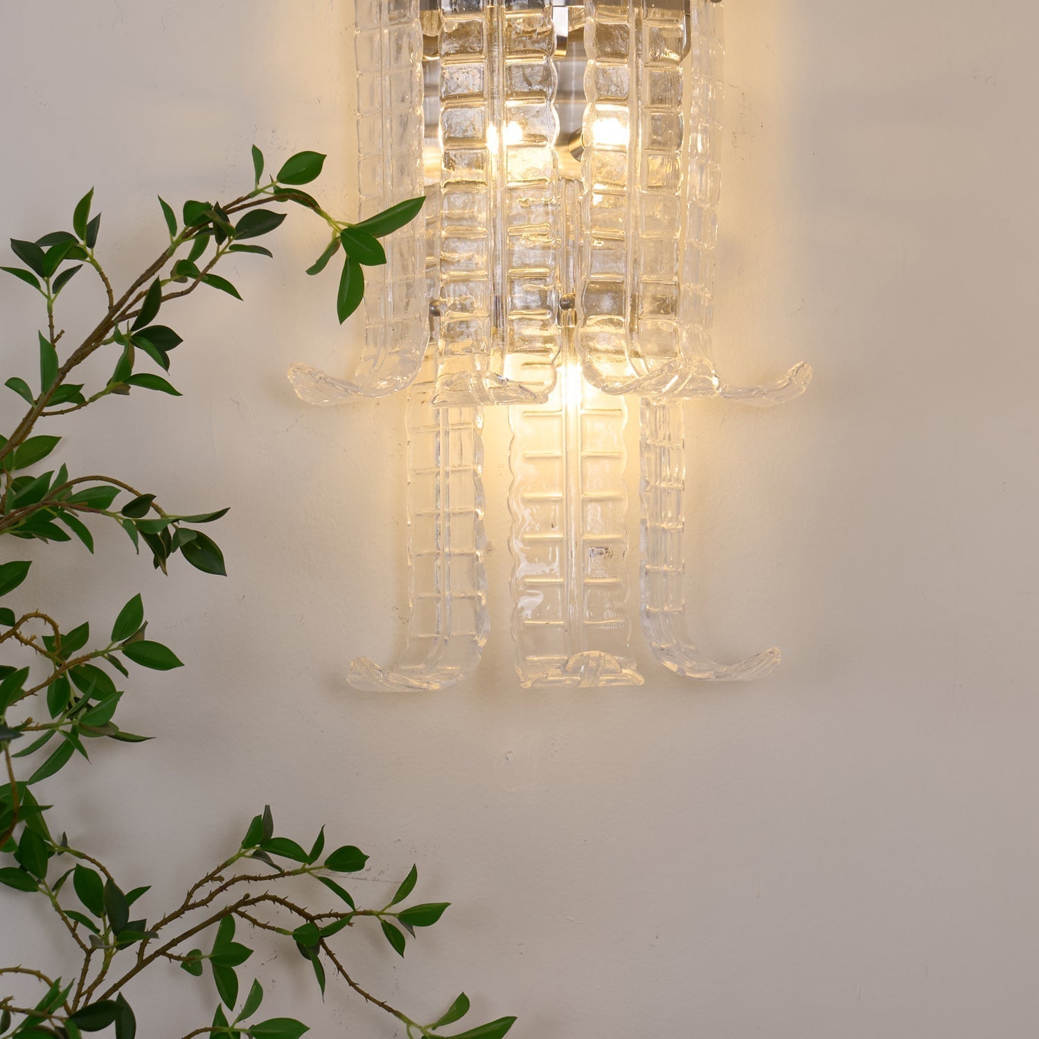 Celearia Wall Sconce Clear Murano Glass Panel Geometric