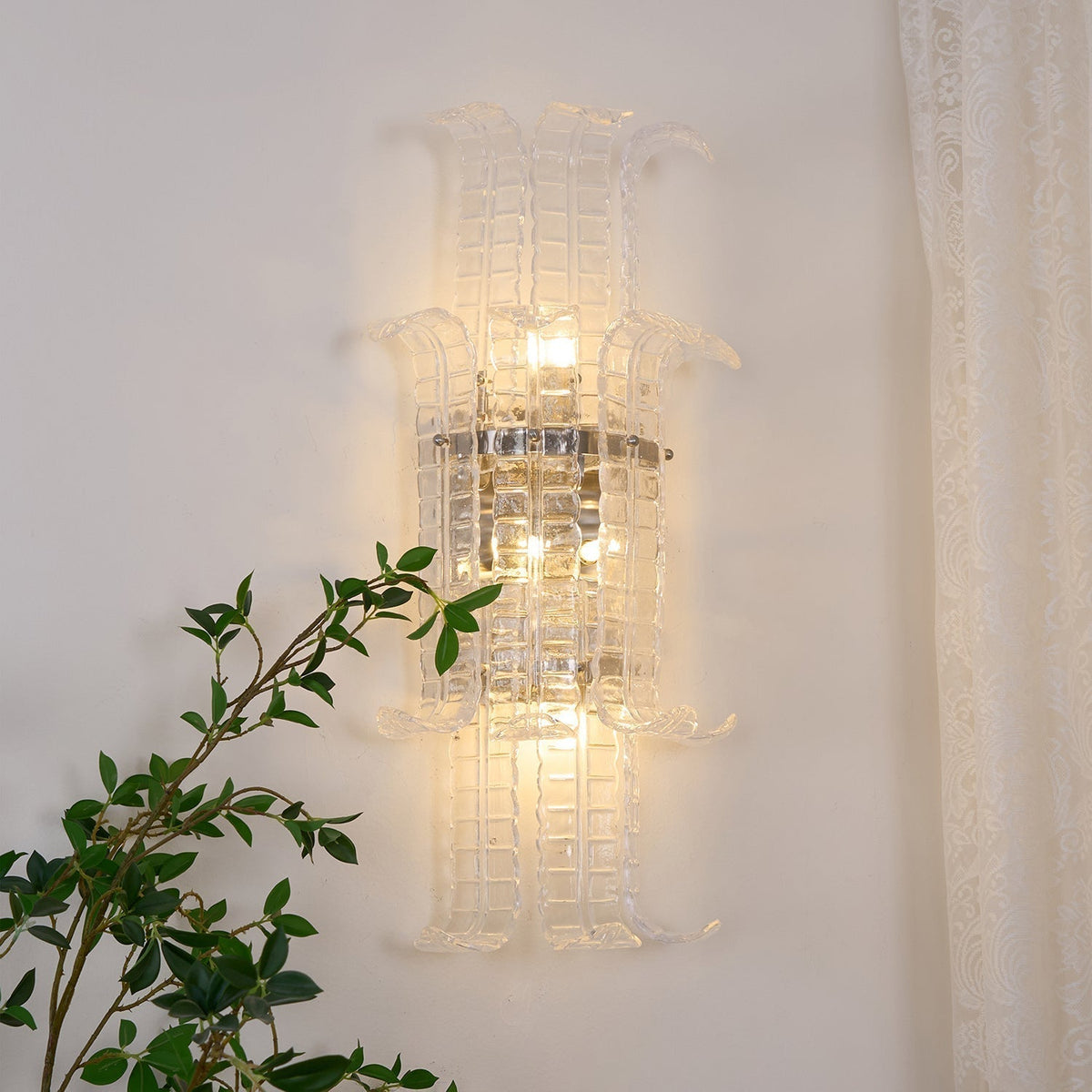 Celearia Wall Sconce Clear Murano Glass Panel Geometric