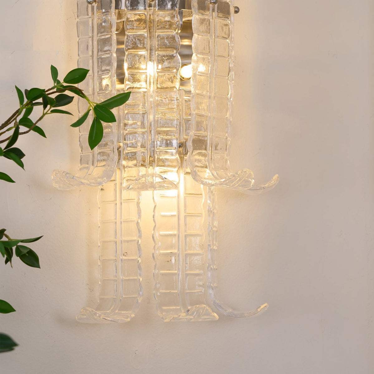 Celearia Wall Sconce Clear Murano Glass Panel Geometric