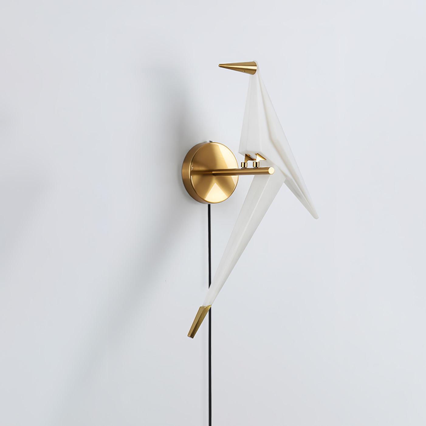 Visileth Nordic Art Crane Plug-In Wall Lamp