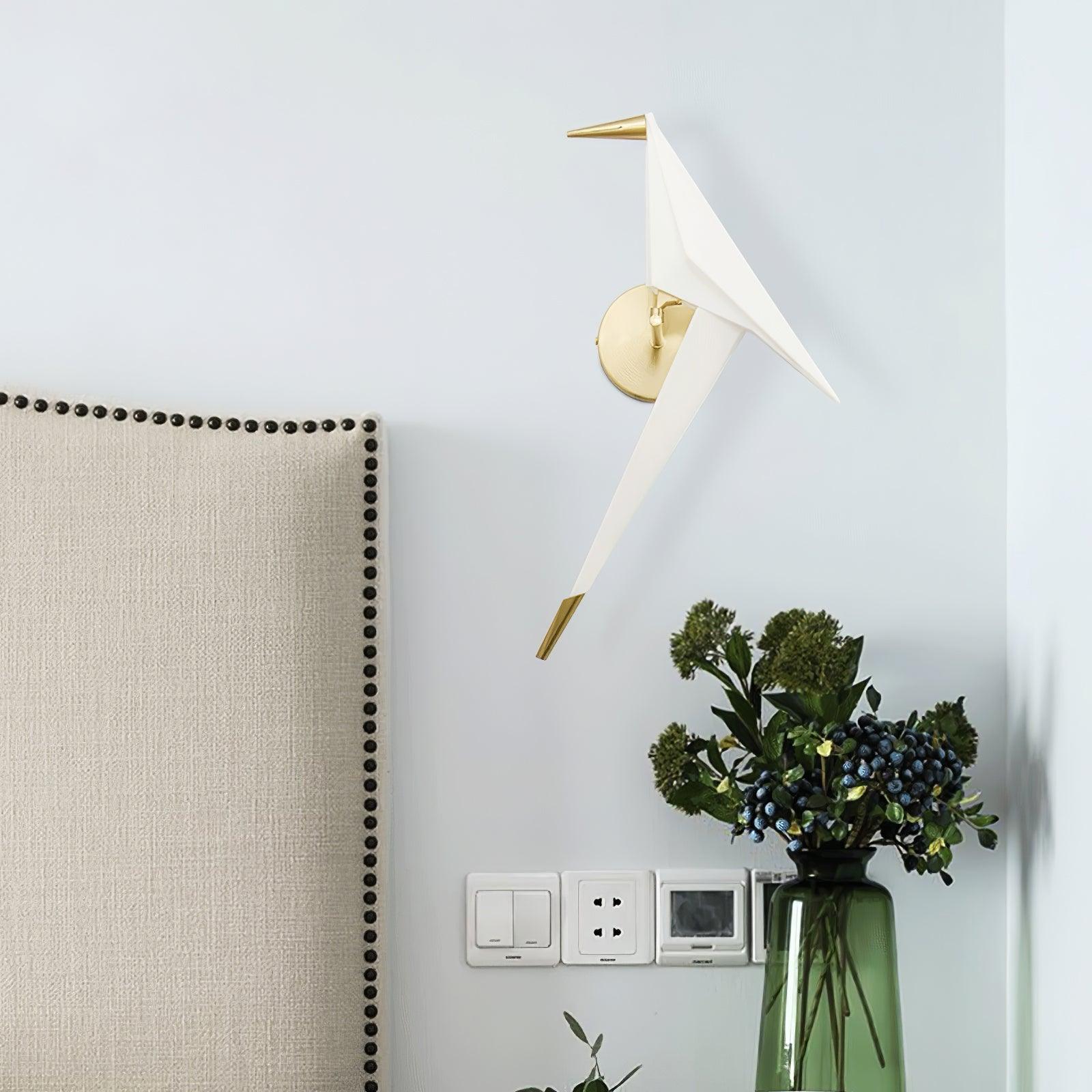 Visileth Nordic Art Crane Plug-In Wall Lamp