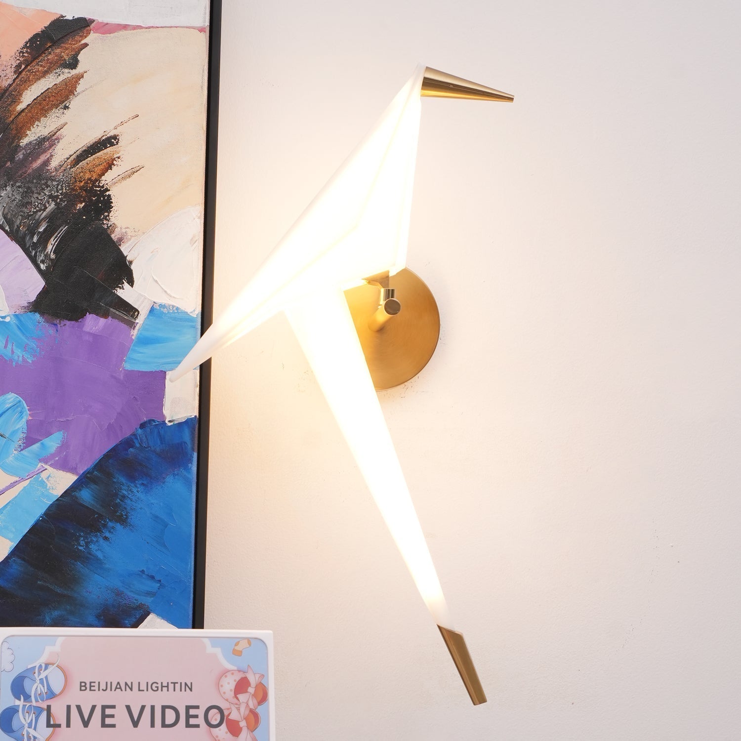 Visileth Nordic Art Crane Plug-In Wall Lamp