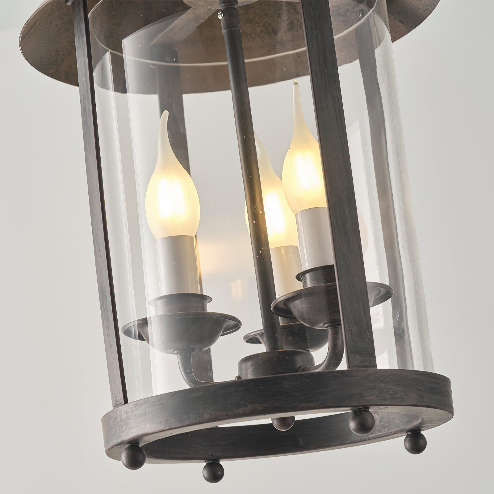 Tinduvyh Vintage Industrial Metal Glass Lantern Pendant Lamp
