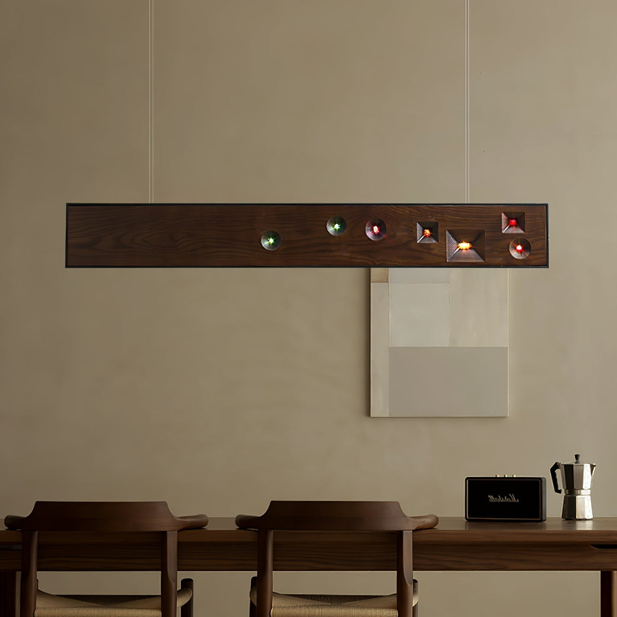 Elvorora Pendant Light Wood Gemstone Linear LED