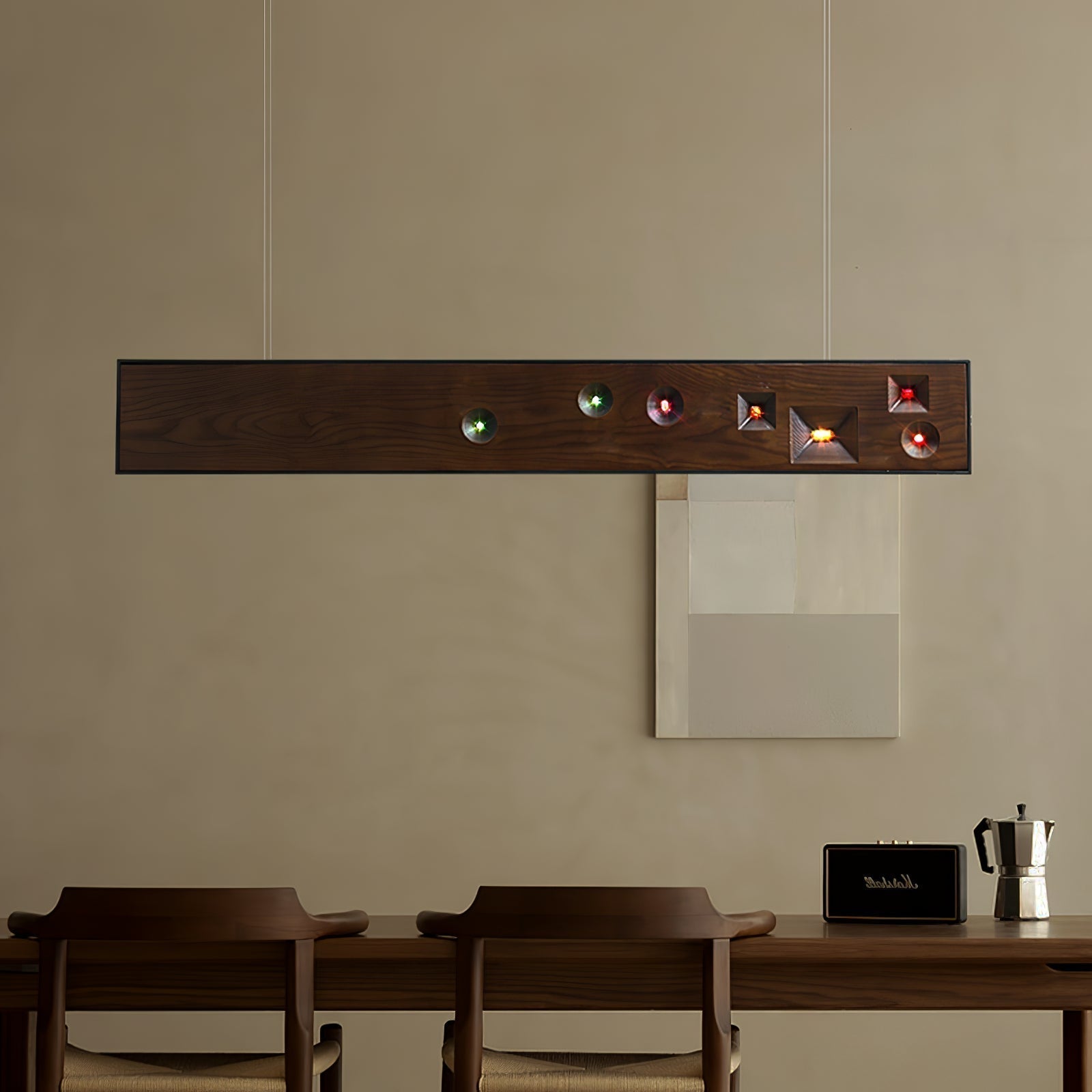 Elvorora Pendant Light Wood Gemstone Linear LED