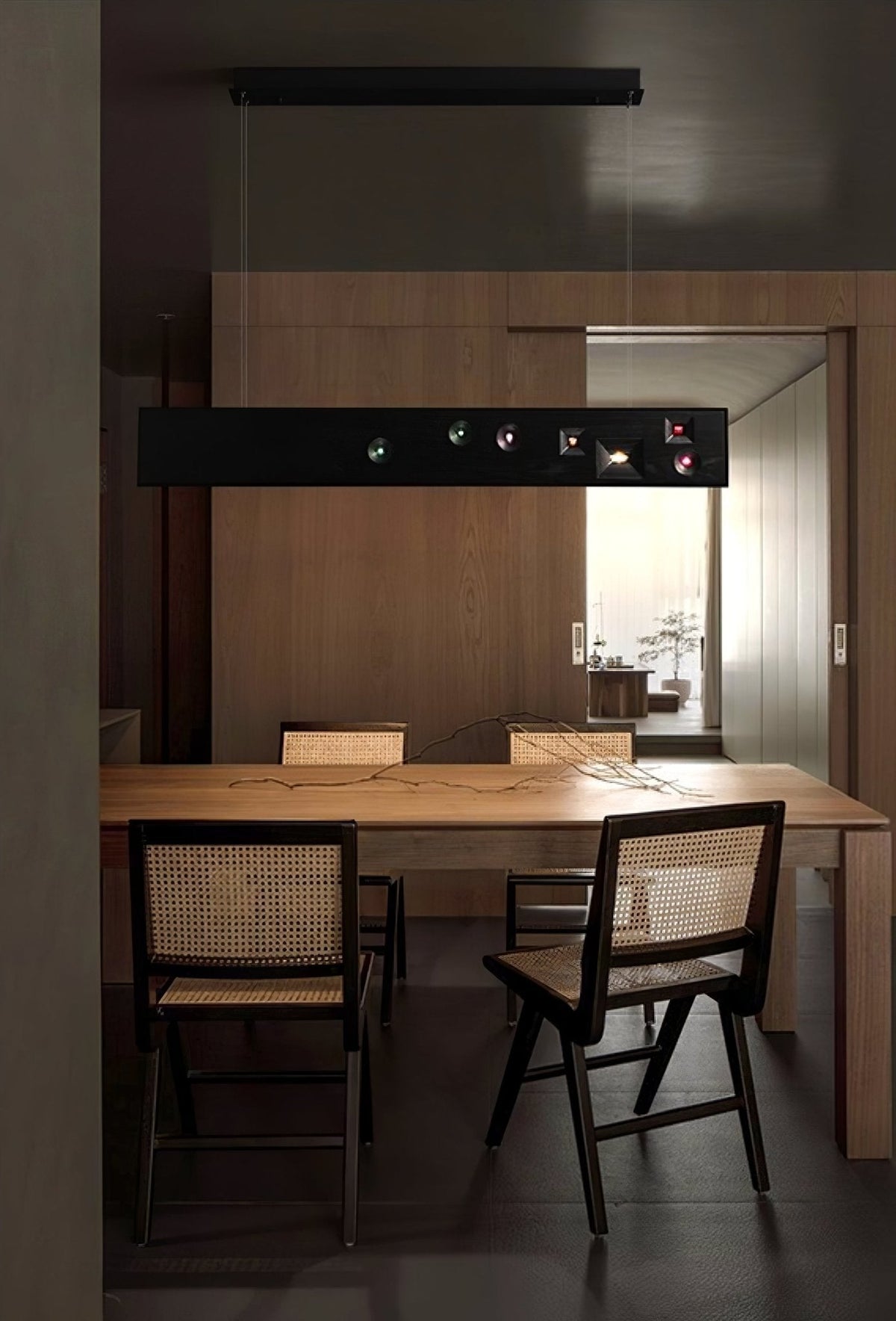 Elvorora Pendant Light Wood Gemstone Linear LED