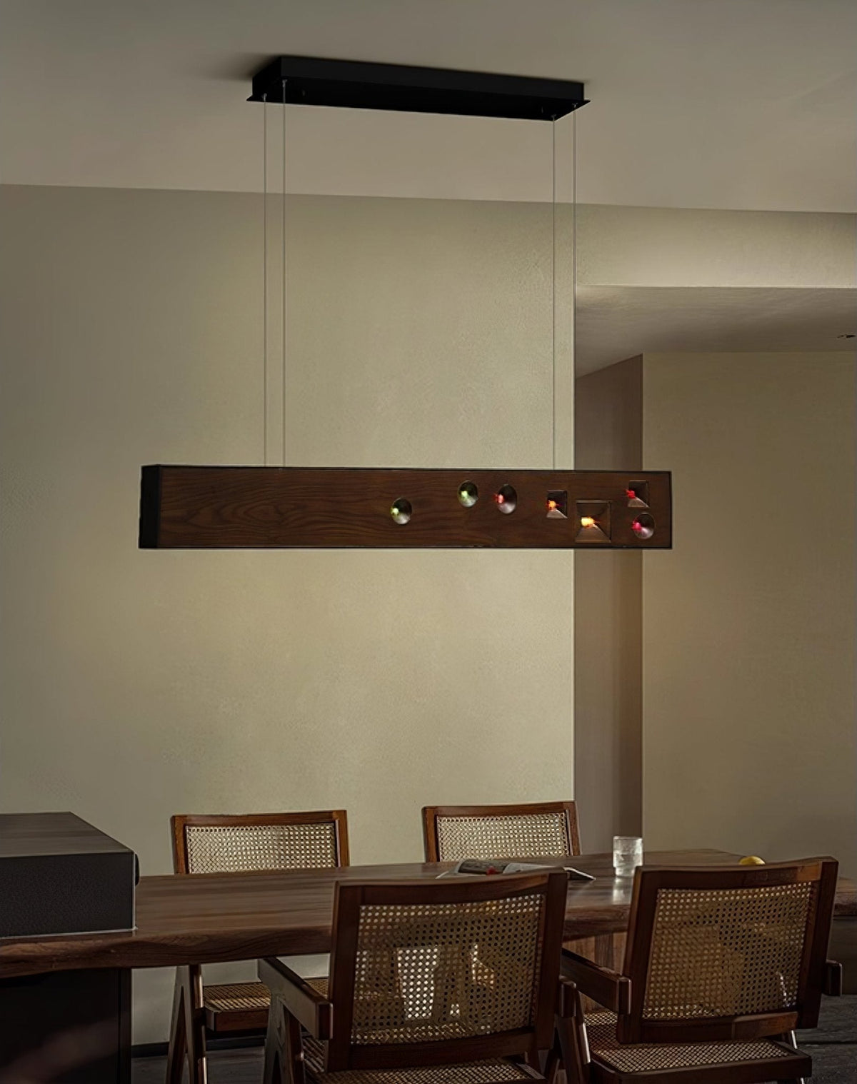 Elvorora Pendant Light Wood Gemstone Linear LED