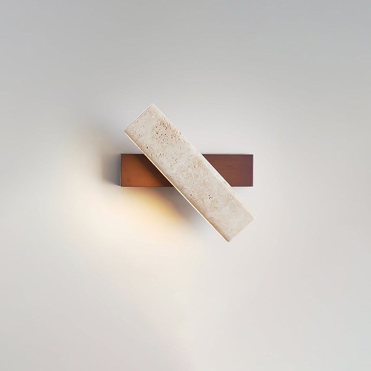 Ostruvyo Modern Minimalist Linear Walnut Travertine Wall Lamp