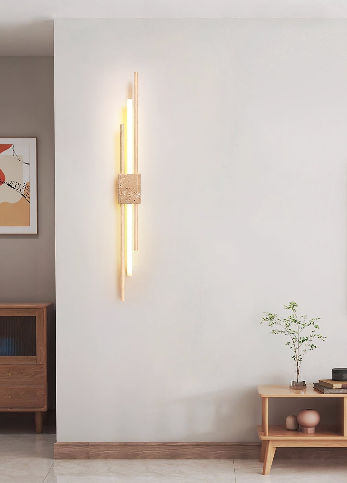Eden Terra   Travertine  Wood  Walnut Wall Light