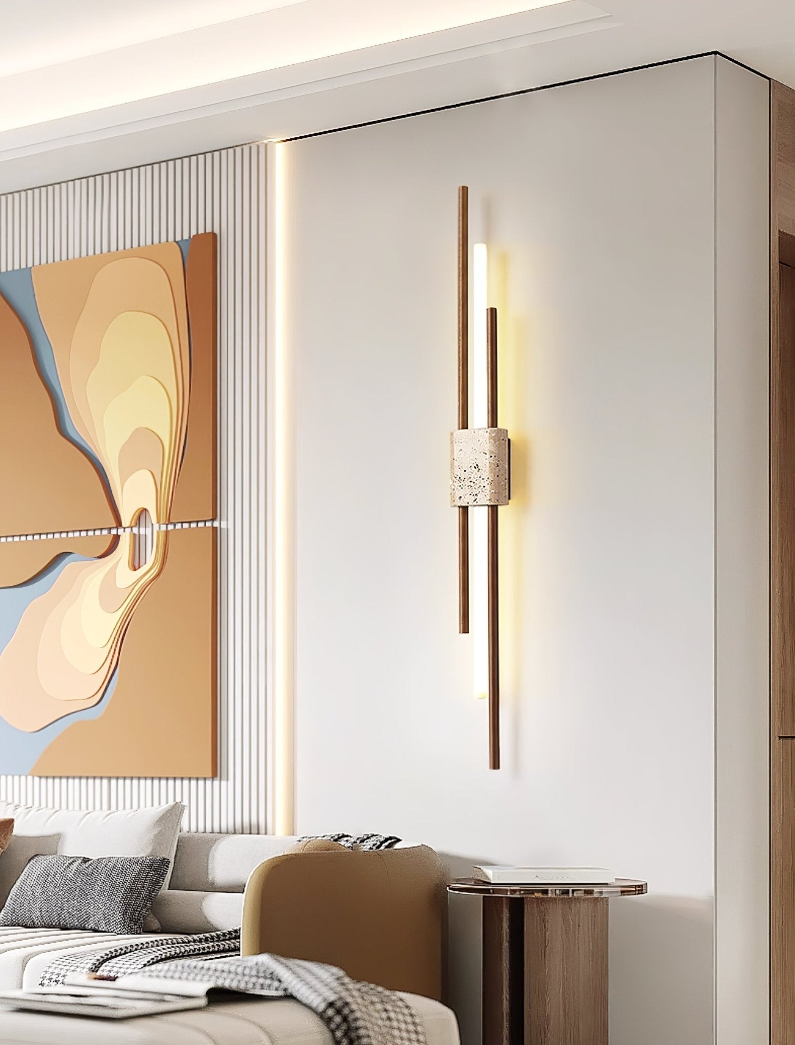 Eden Terra   Travertine  Wood  Walnut Wall Light