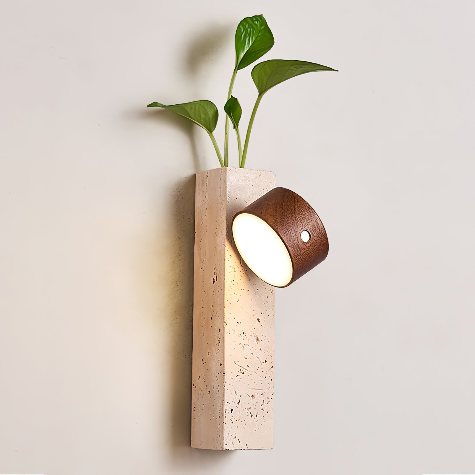 Dalvor Rectangular-Block Travertine Wall Light