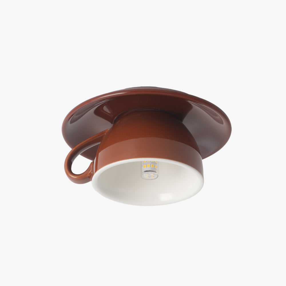 Valentina Modern Coffee Cups Ceramic Flush Ceiling Lighting - Neutral Decor