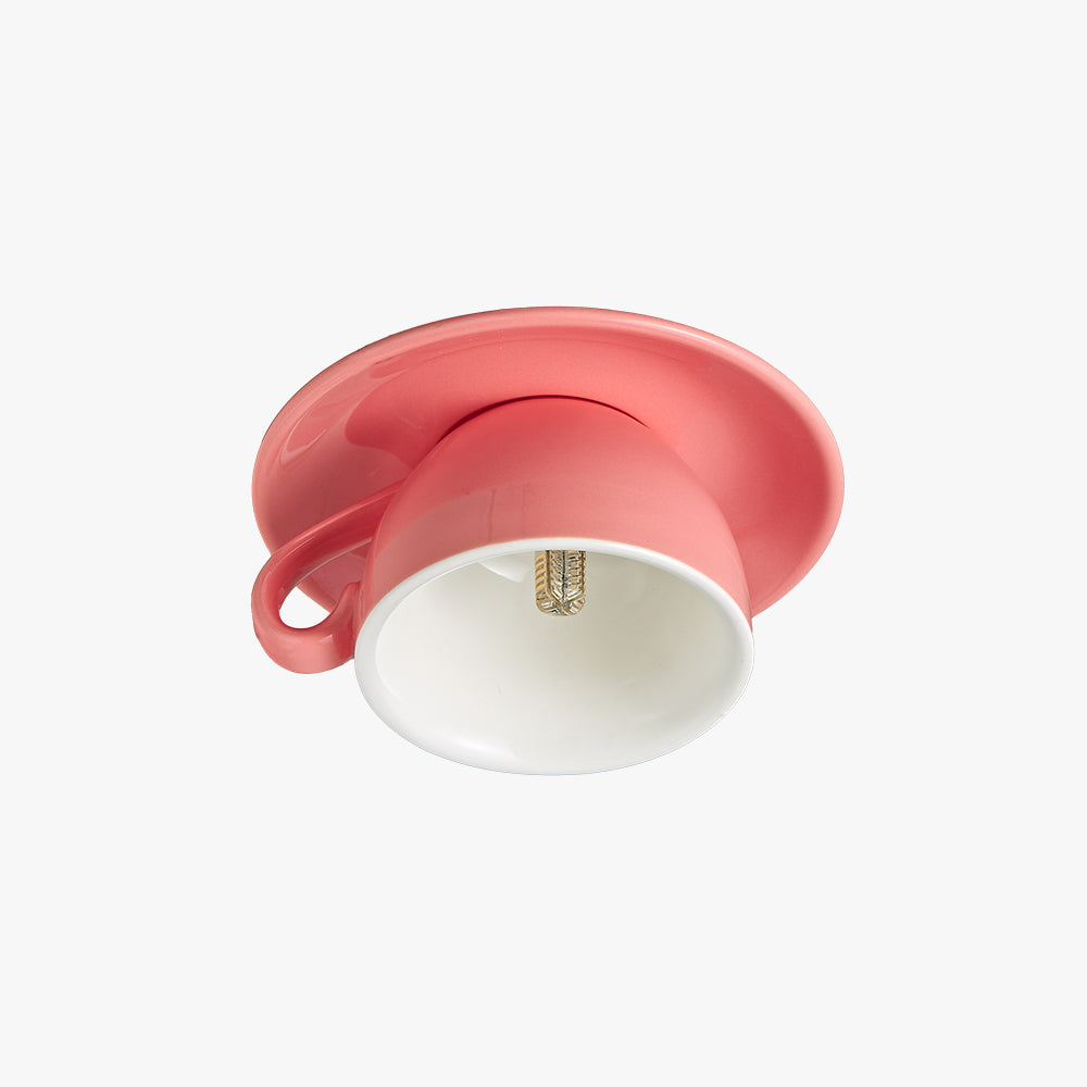 Valentina Modern Coffee Cups Ceramic Flush Ceiling Lighting - Neutral Decor