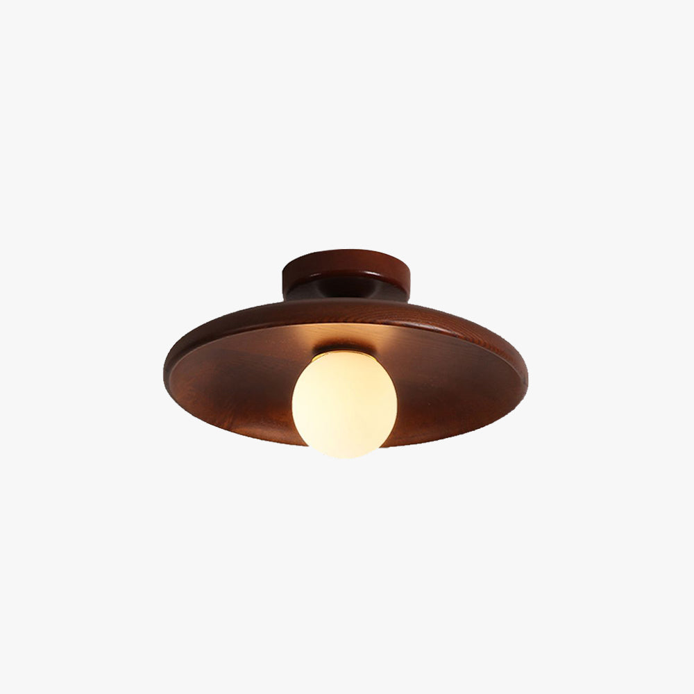 Arisha Modern Round Flush Mount Ceiling Light Wood Walnut Bedroom - Neutral Decor