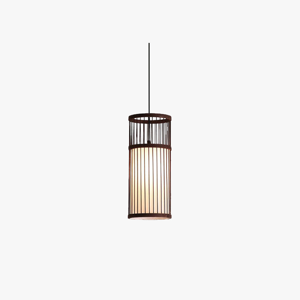 Muto Weave Cylinder Pendant Light, Coffee/Wood, /Bamboo - Neutral Decor