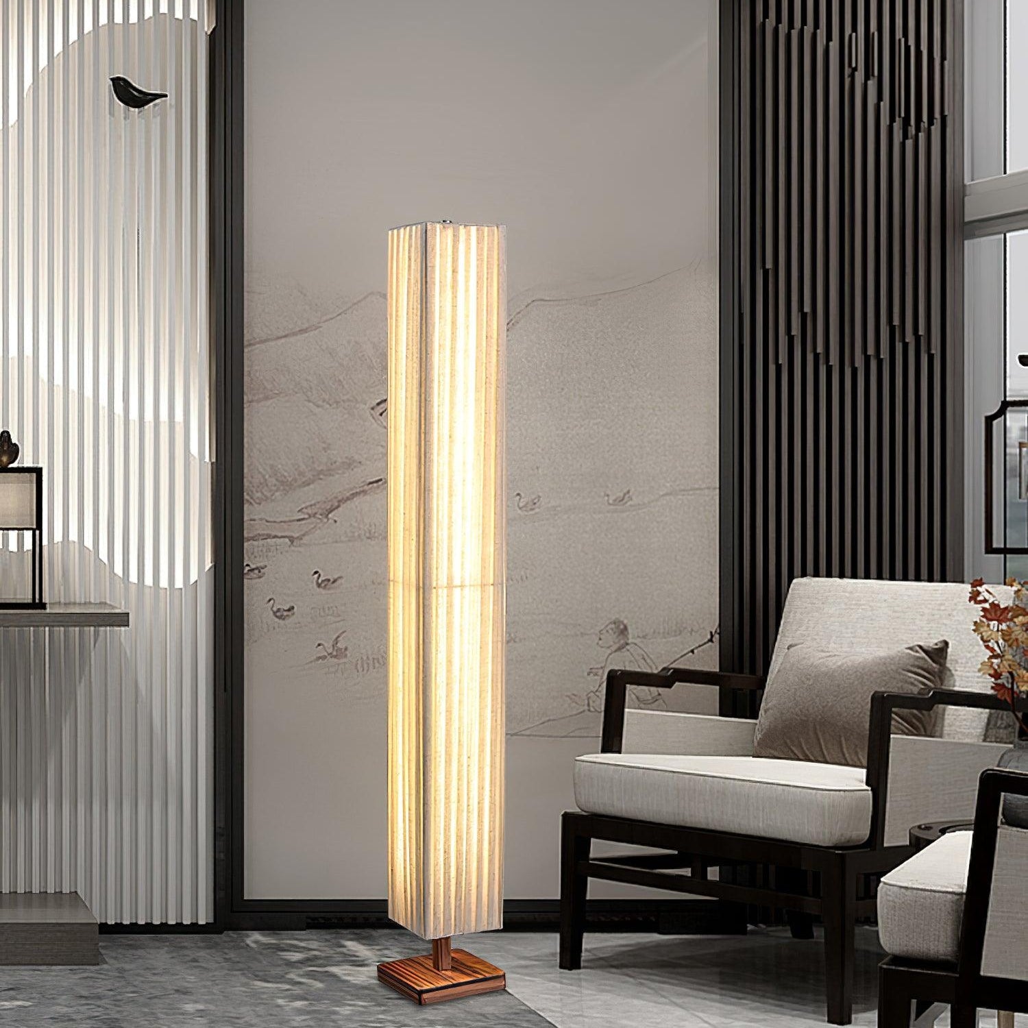 Vesolyre Japandi Fabric Floor Lamp - Neutral Decor