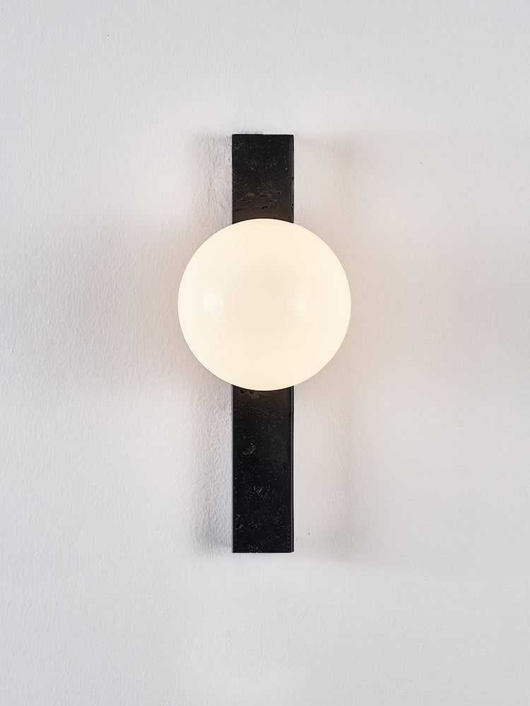 Zoshaira Globe Black Travertine  Wall Sconce