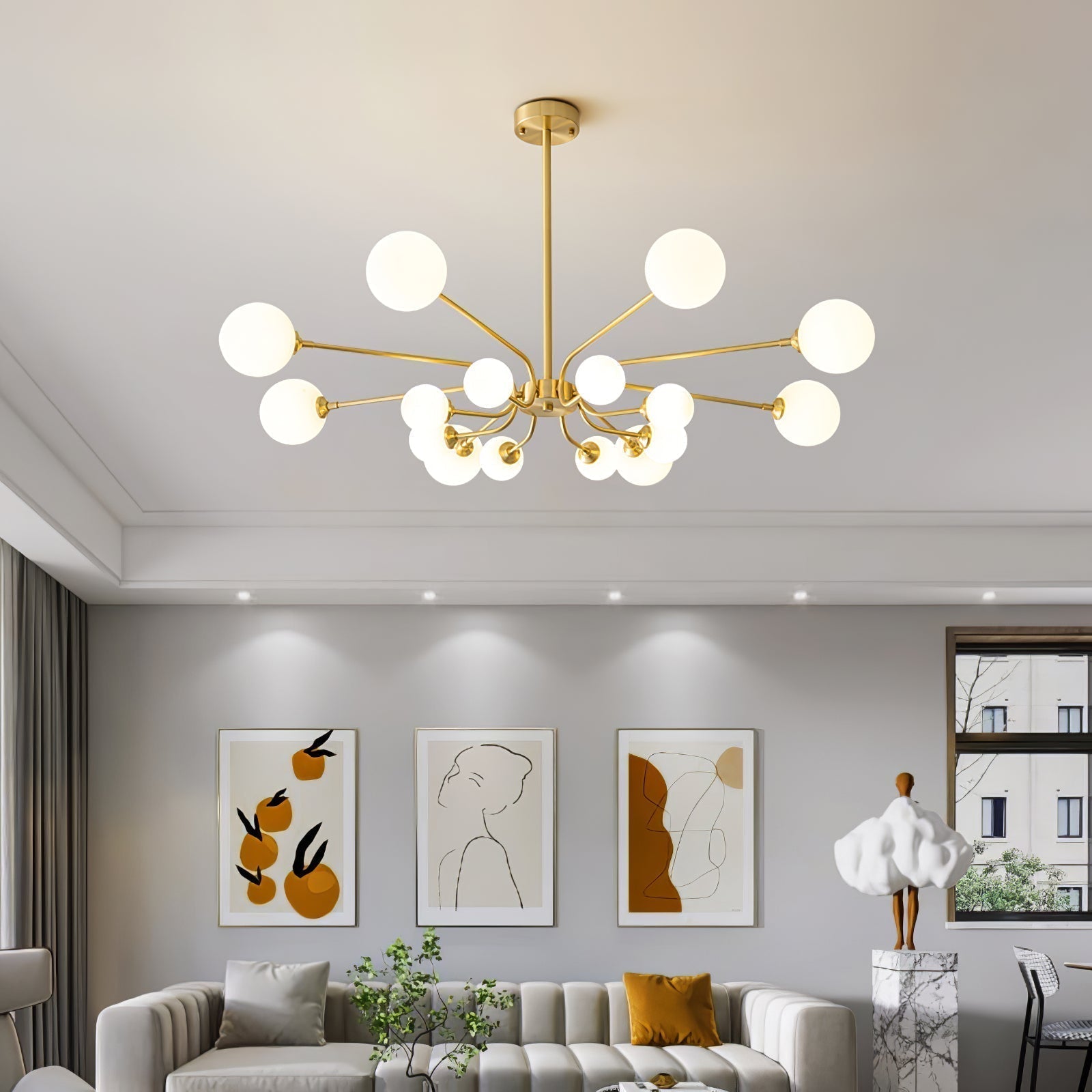 Wace Chandelier Globe Arm Modern